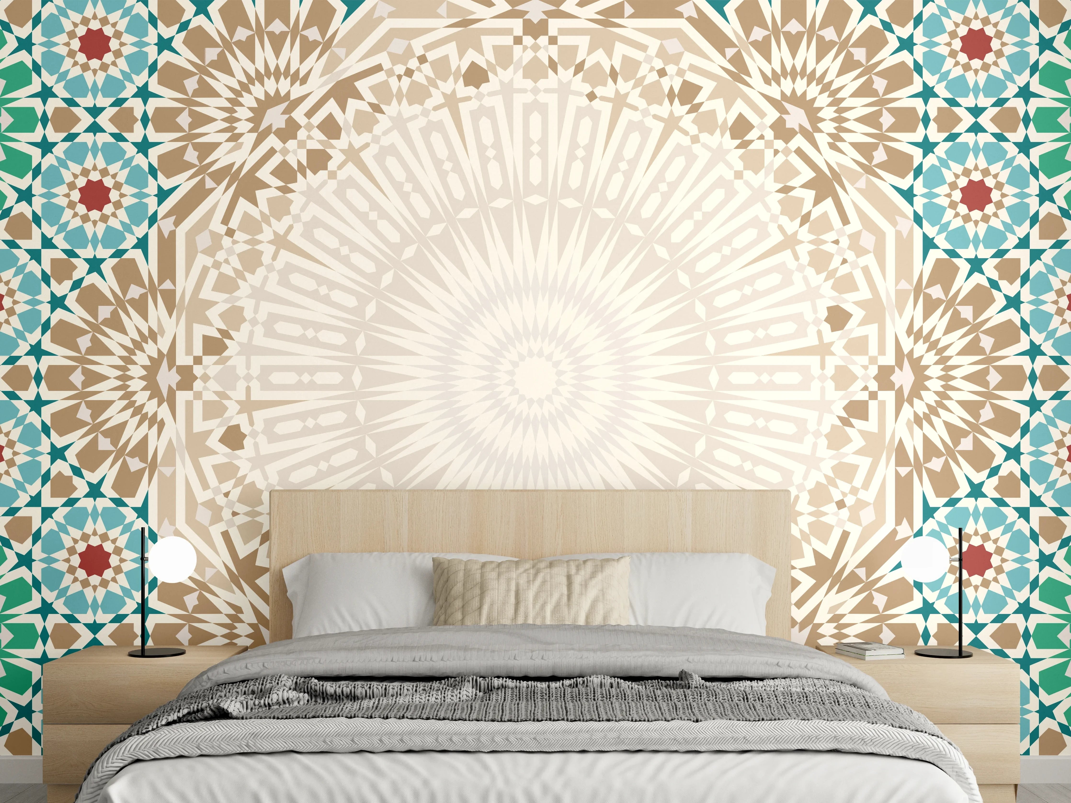 Wandverkleidung Schlafzimmer - Geometrische Mandala-Muster