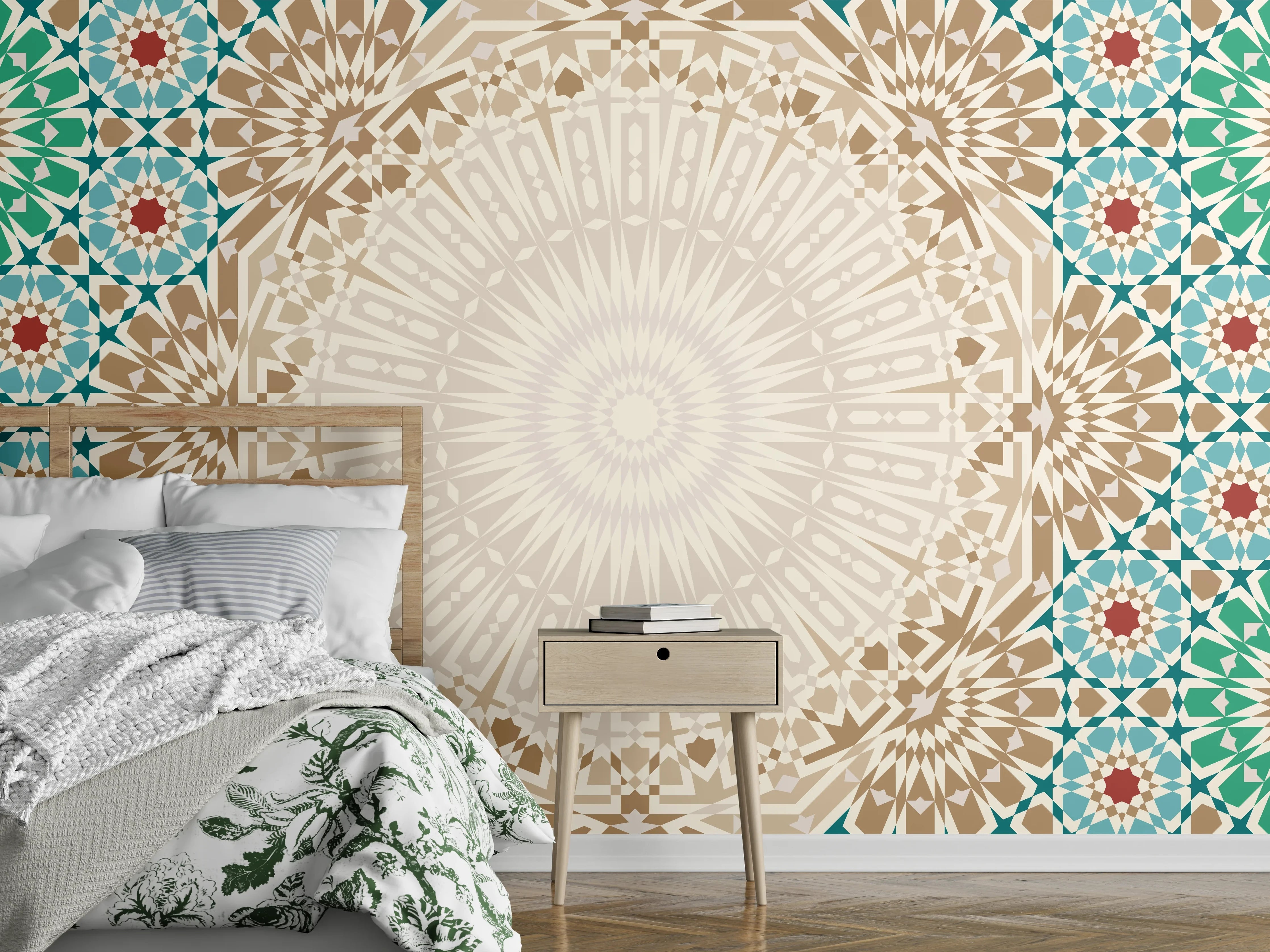 Wandverkleidung Schlafzimmer - Geometrische Mandala-Muster