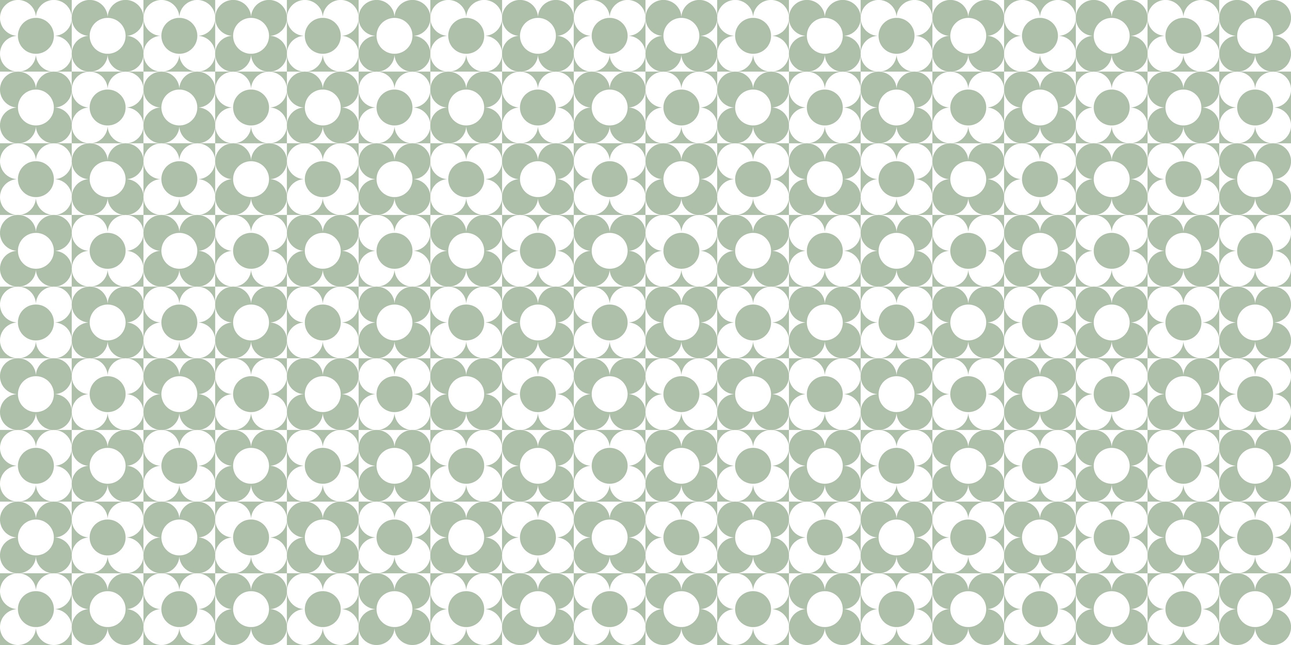 Wandverkleidung Schlafzimmer-Geometrisches Kreismuster in Grün und Weiß