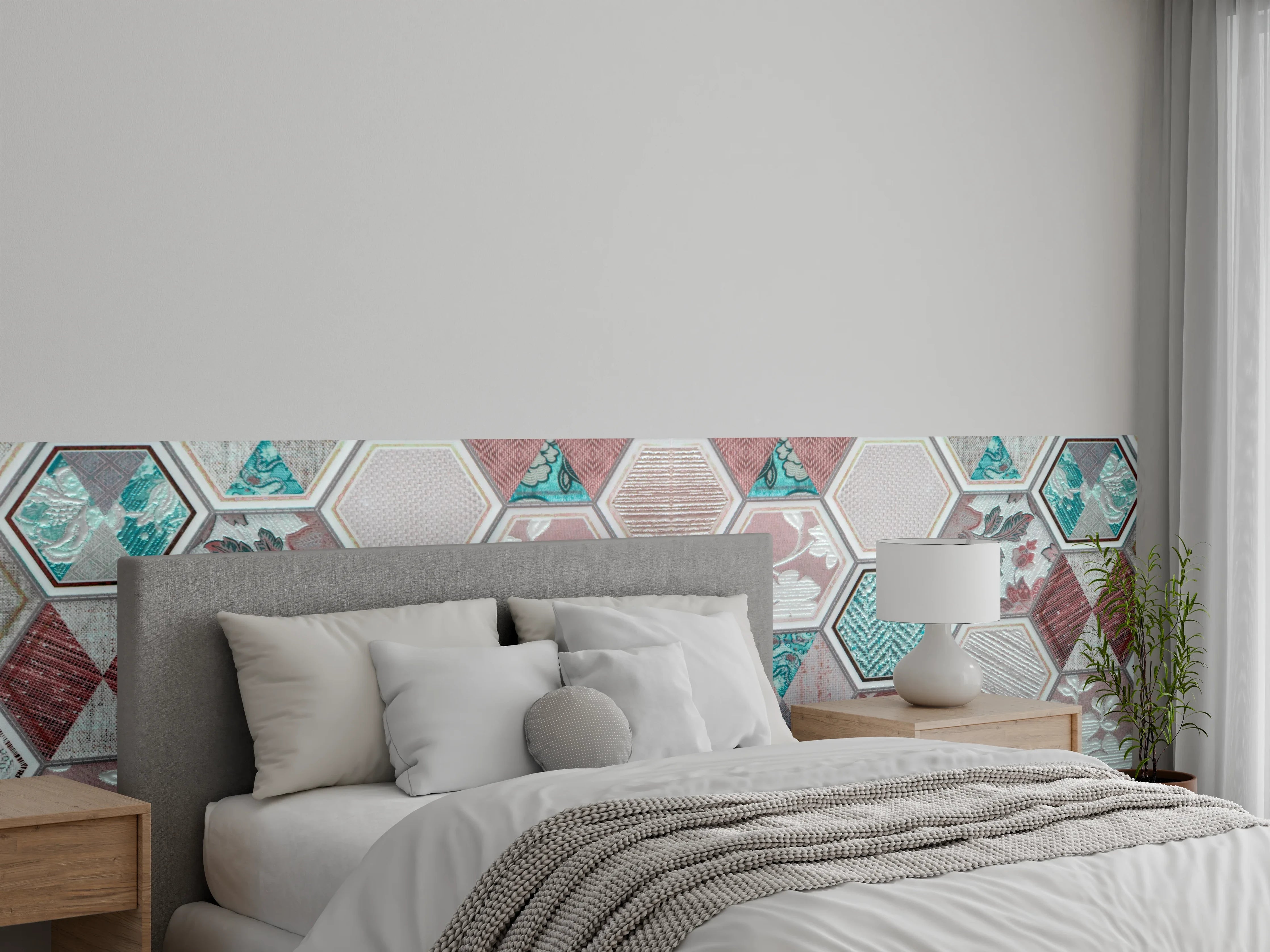 Wandverkleidung Schlafzimmer - Geometrisches Muster Pastell
