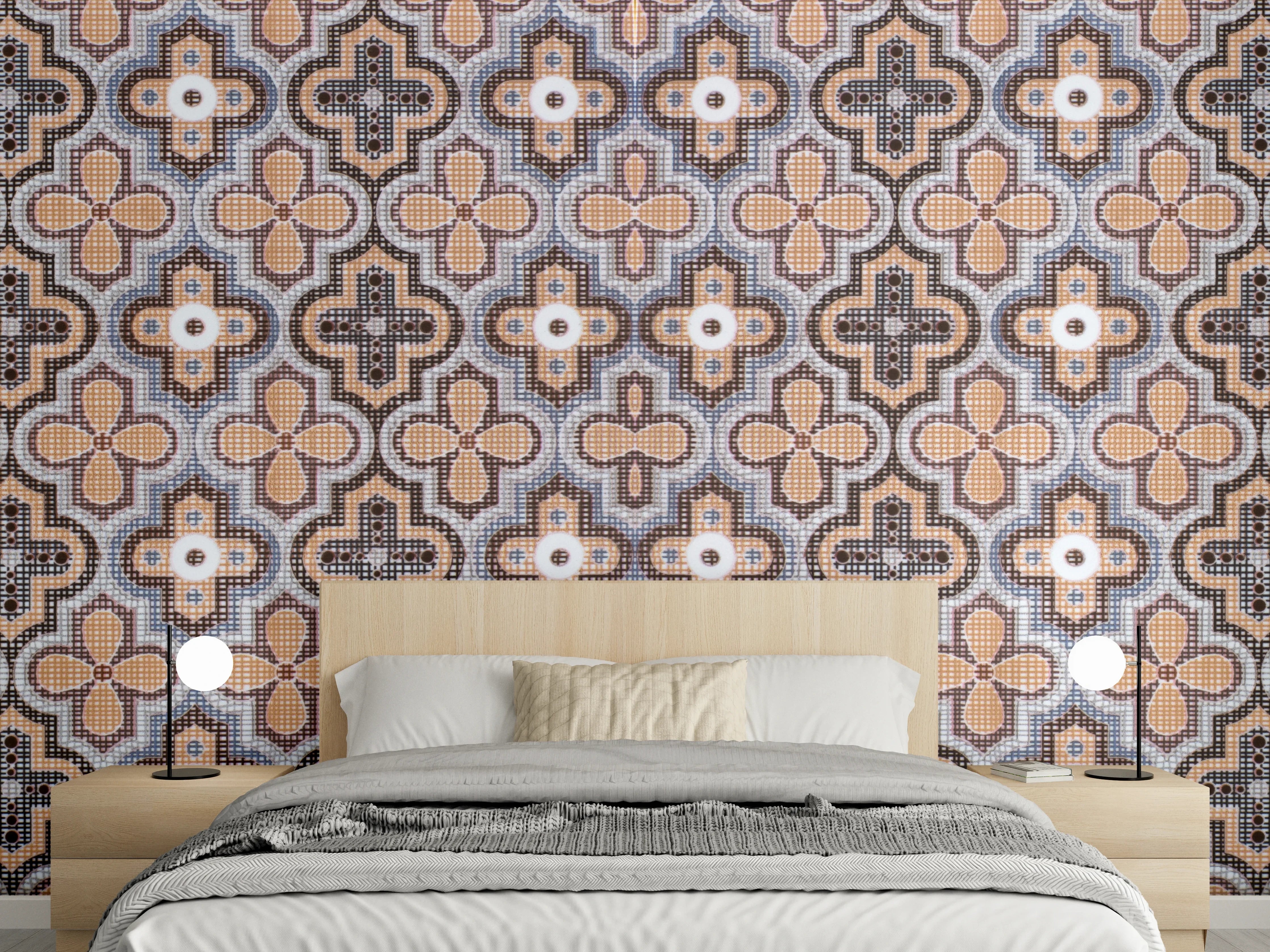 Wandverkleidung Schlafzimmer - Geometrisches Retro-Muster
