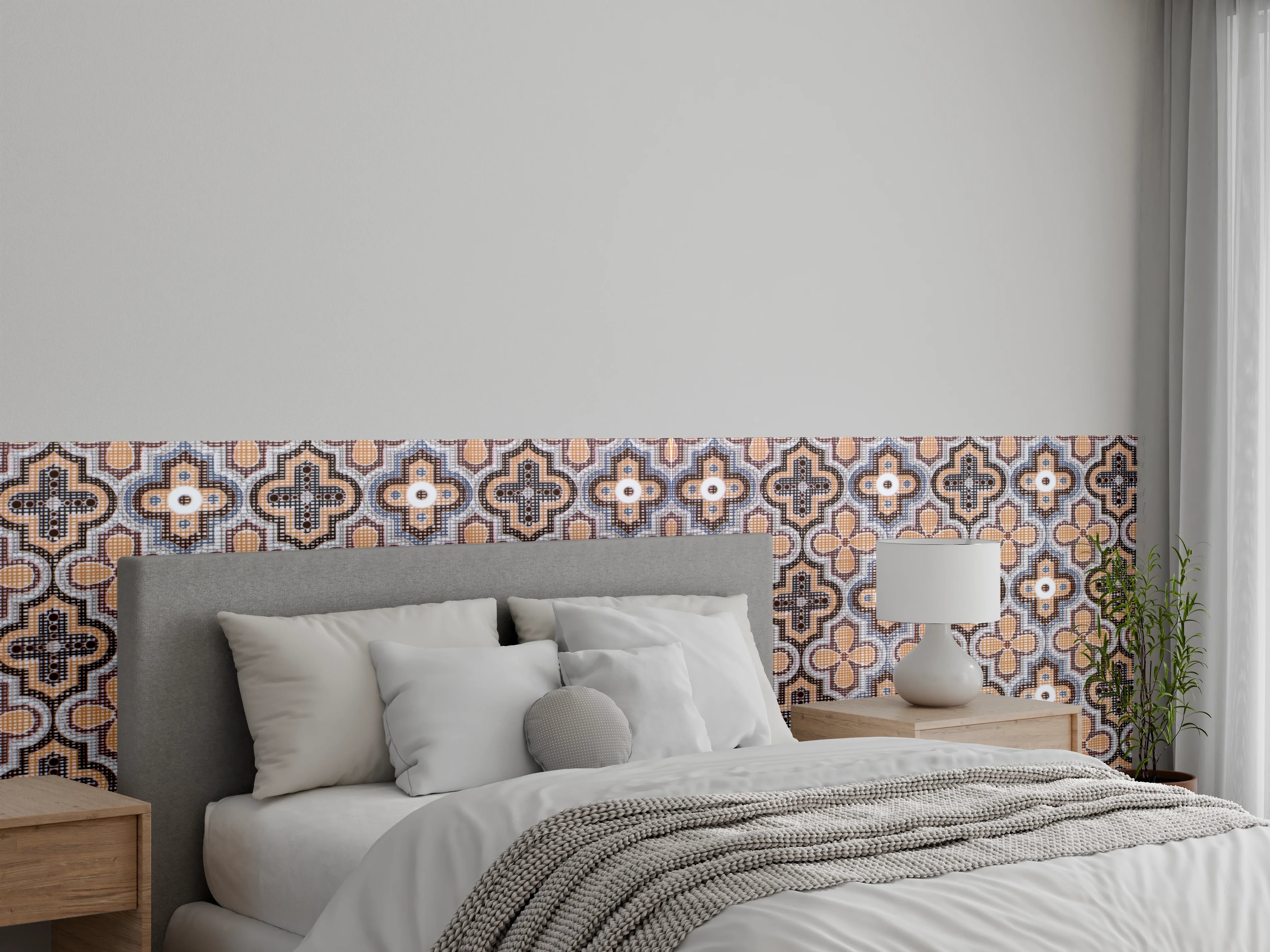 Wandverkleidung Schlafzimmer - Geometrisches Retro-Muster
