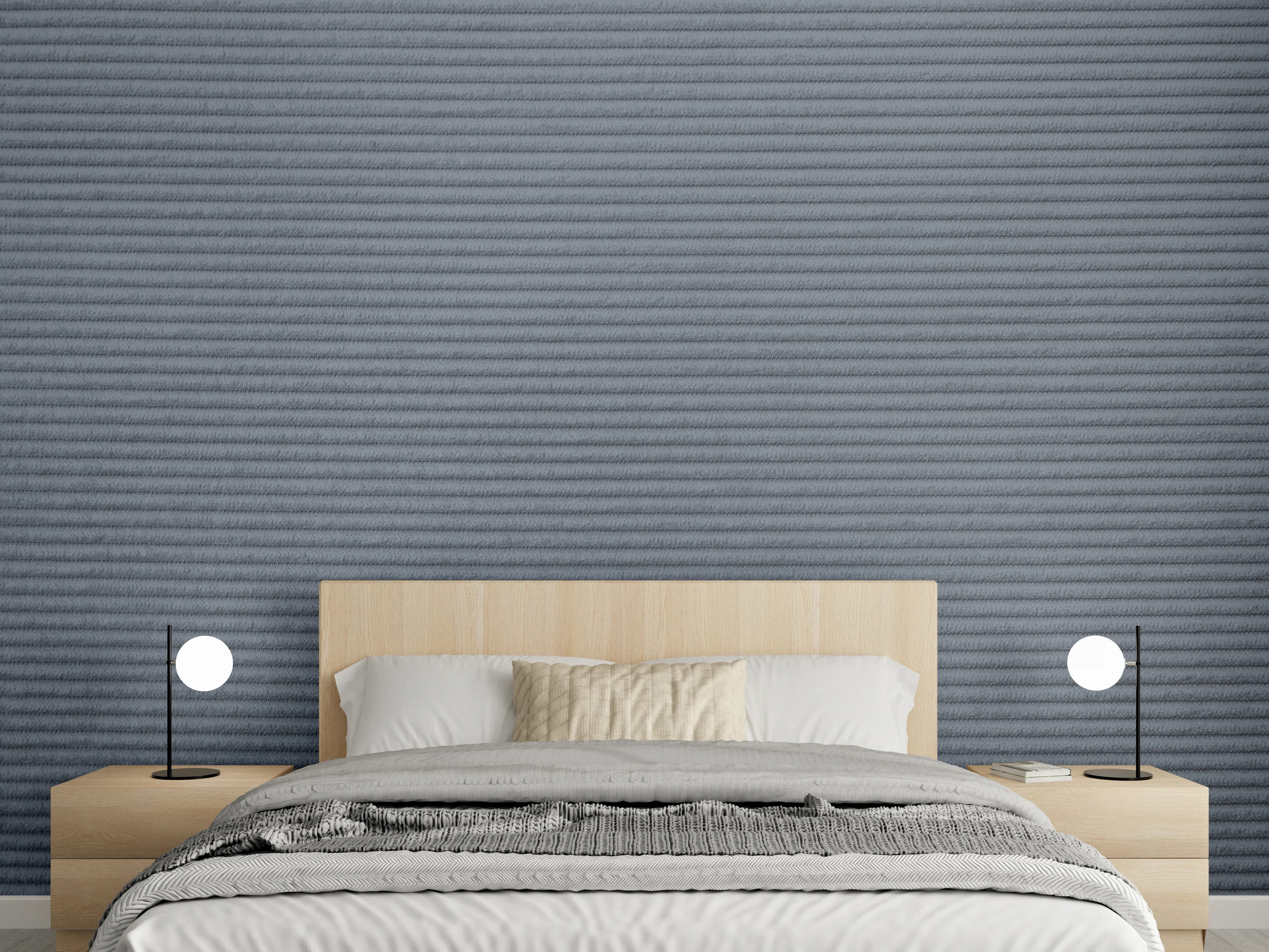 Wandverkleidung Schlafzimmer - Gerippte Oberflächenstruktur in Anthrazitgrau