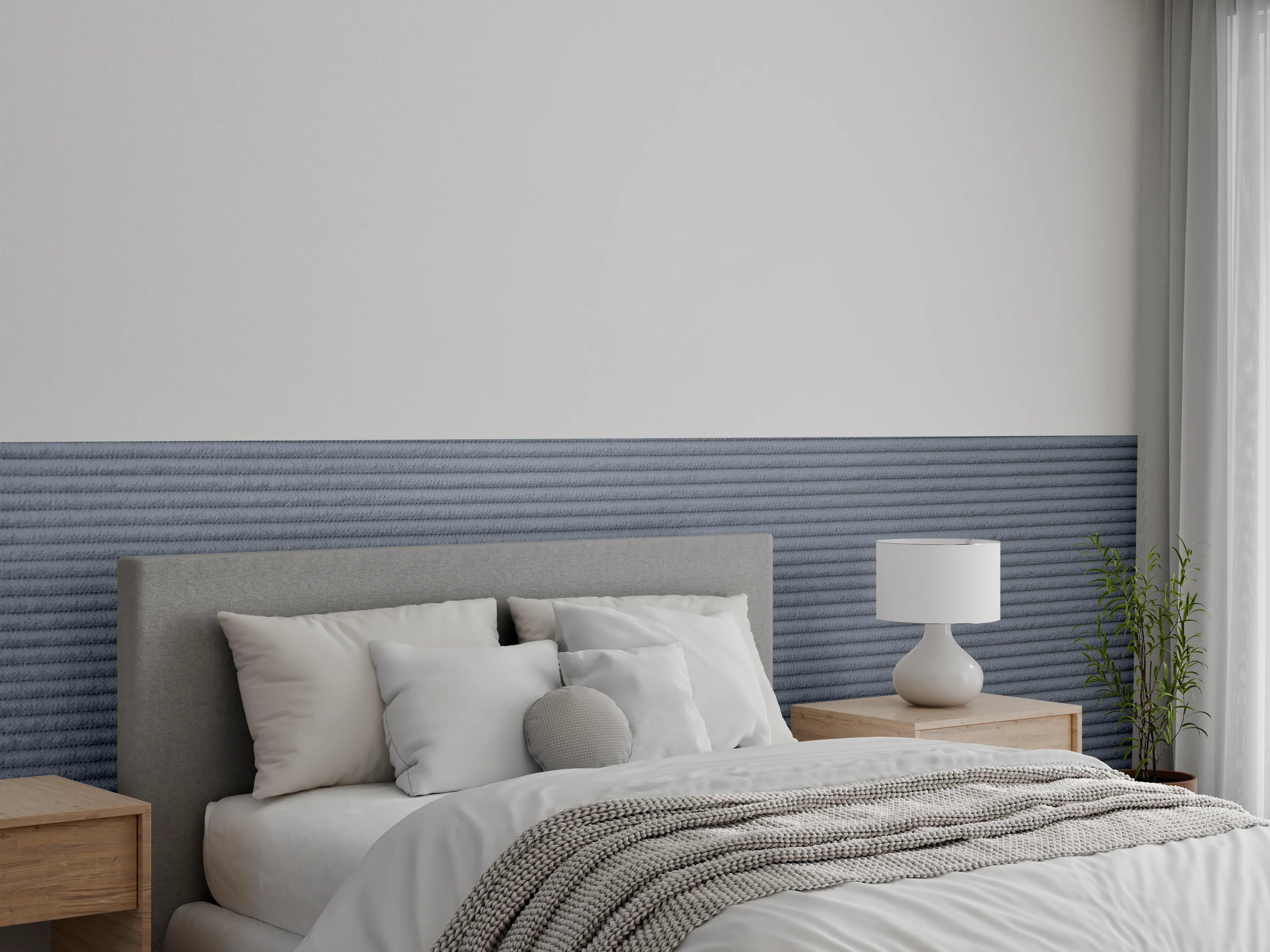 Wandverkleidung Schlafzimmer - Gerippte Oberflächenstruktur in Anthrazitgrau