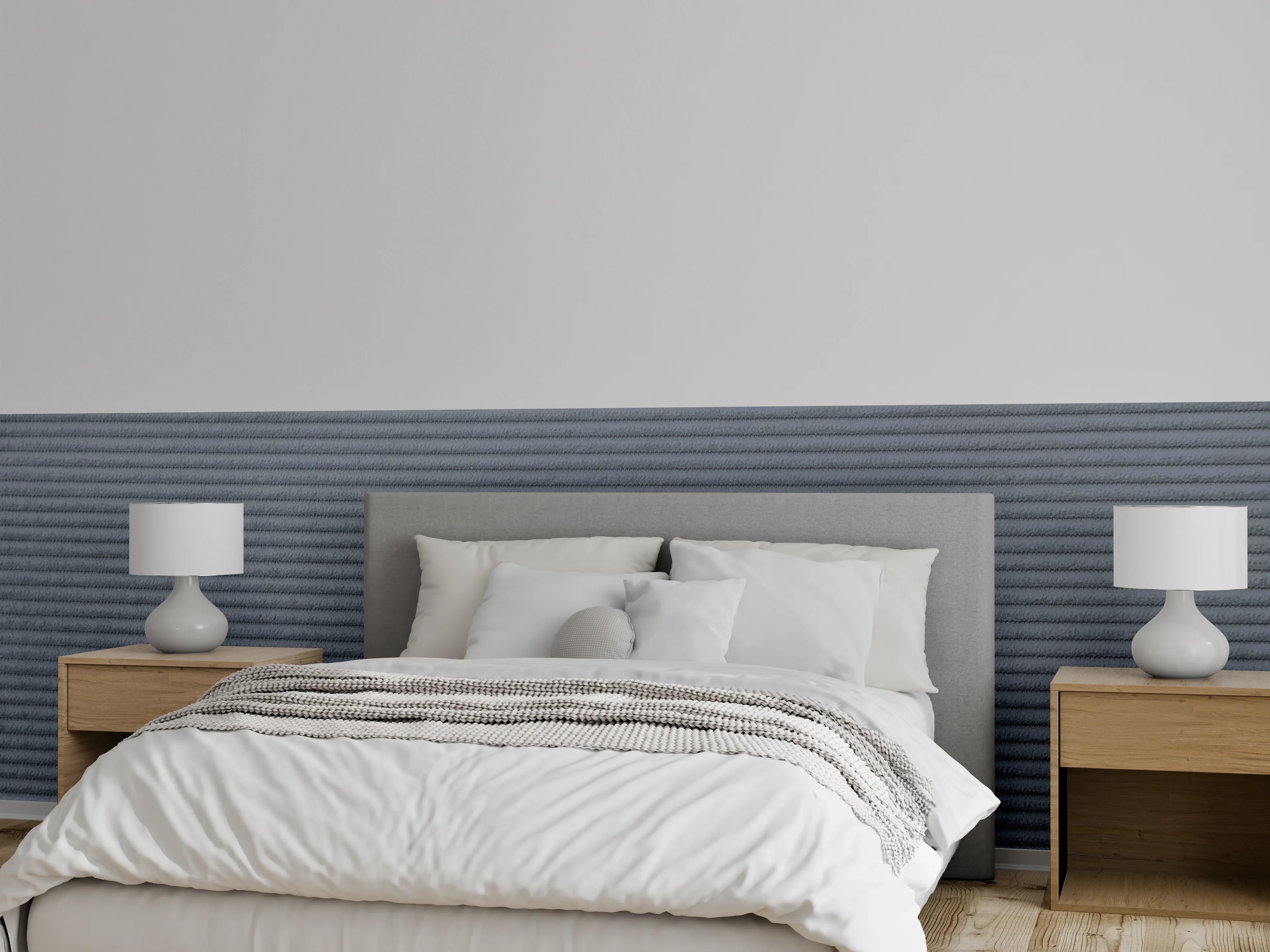 Wandverkleidung Schlafzimmer - Gerippte Oberflächenstruktur in Anthrazitgrau