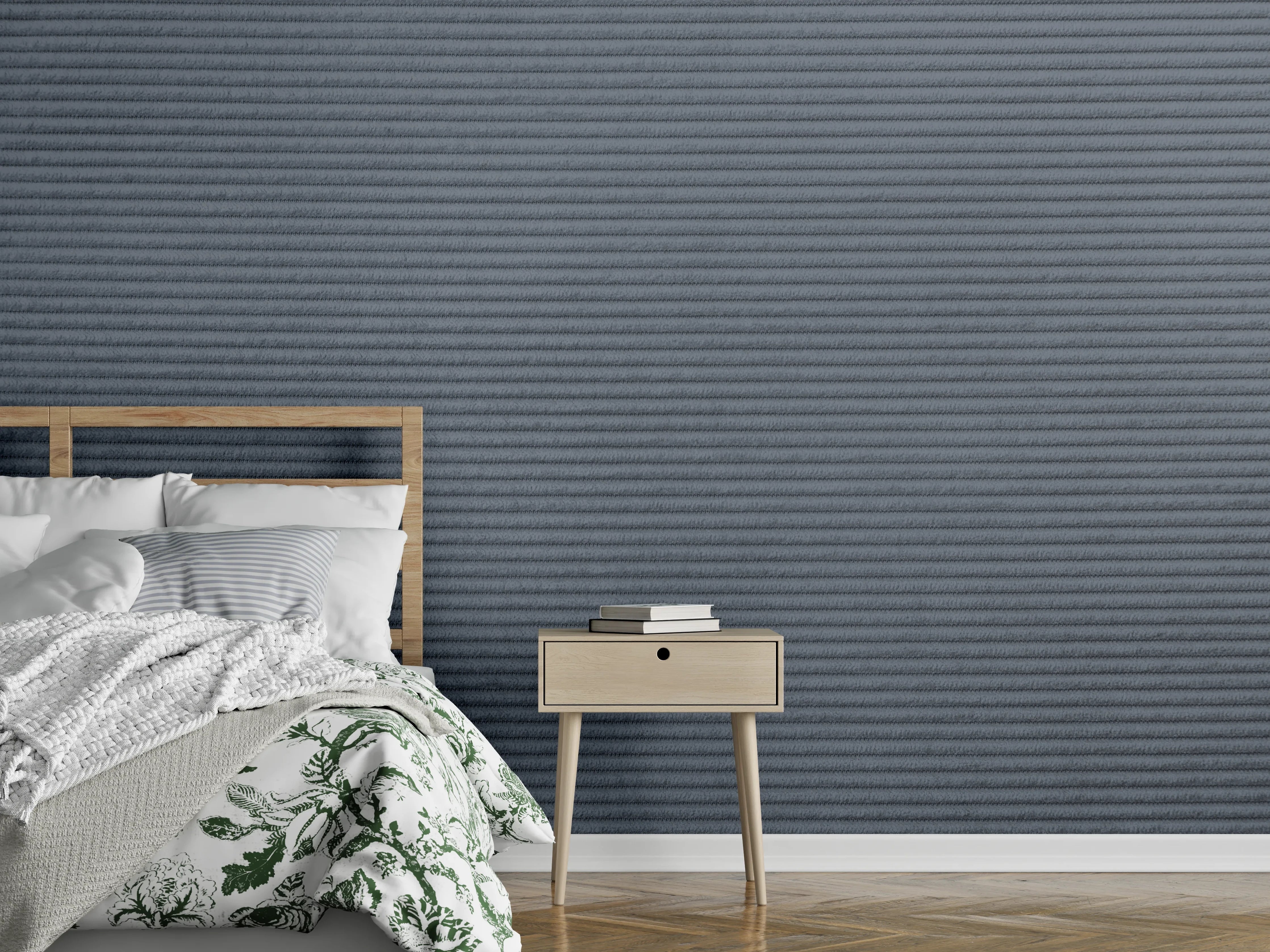 Wandverkleidung Schlafzimmer - Gerippte Oberflächenstruktur in Anthrazitgrau