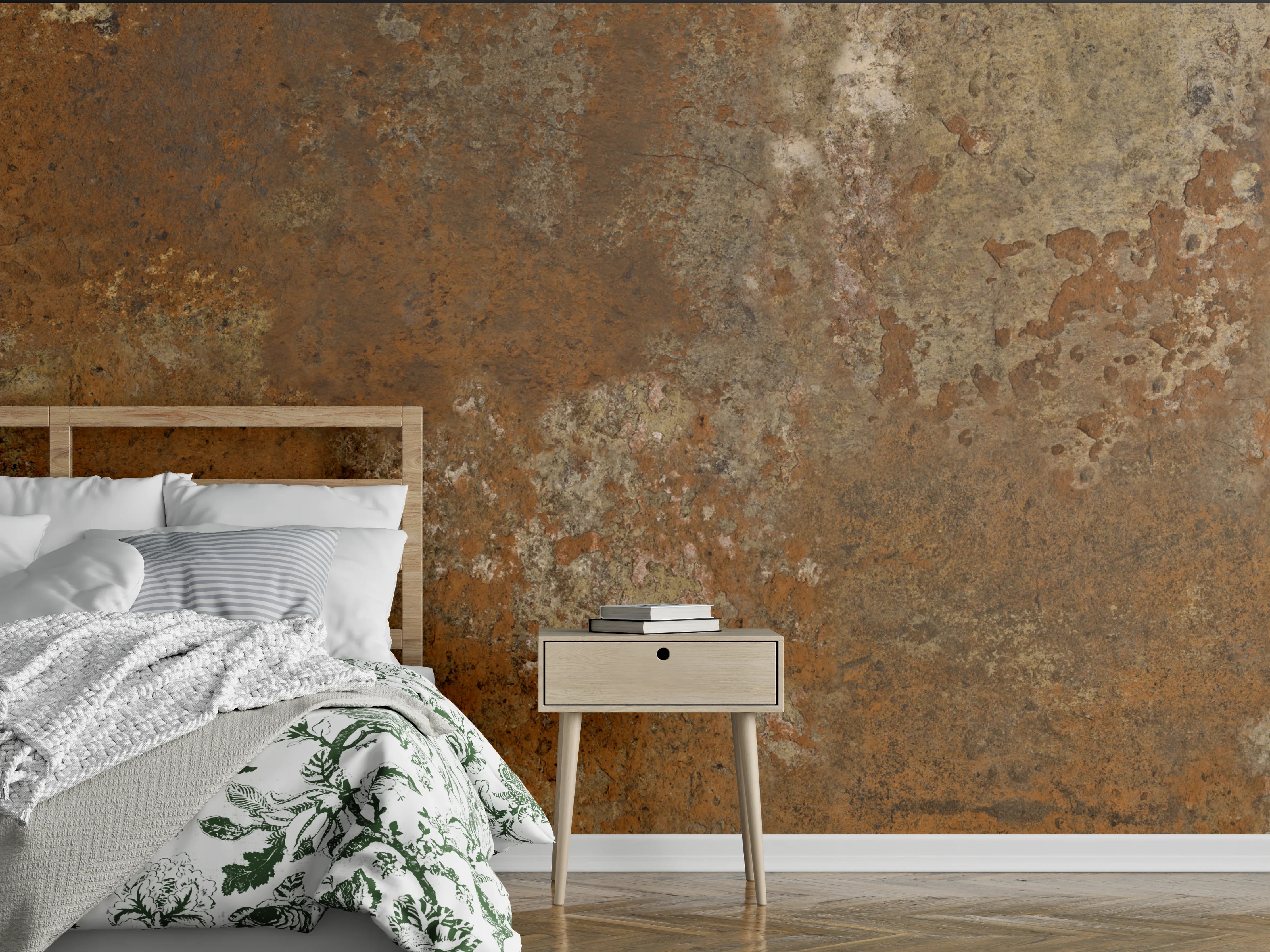 Wandverkleidung Schlafzimmer - Gerösteter Metalltextur