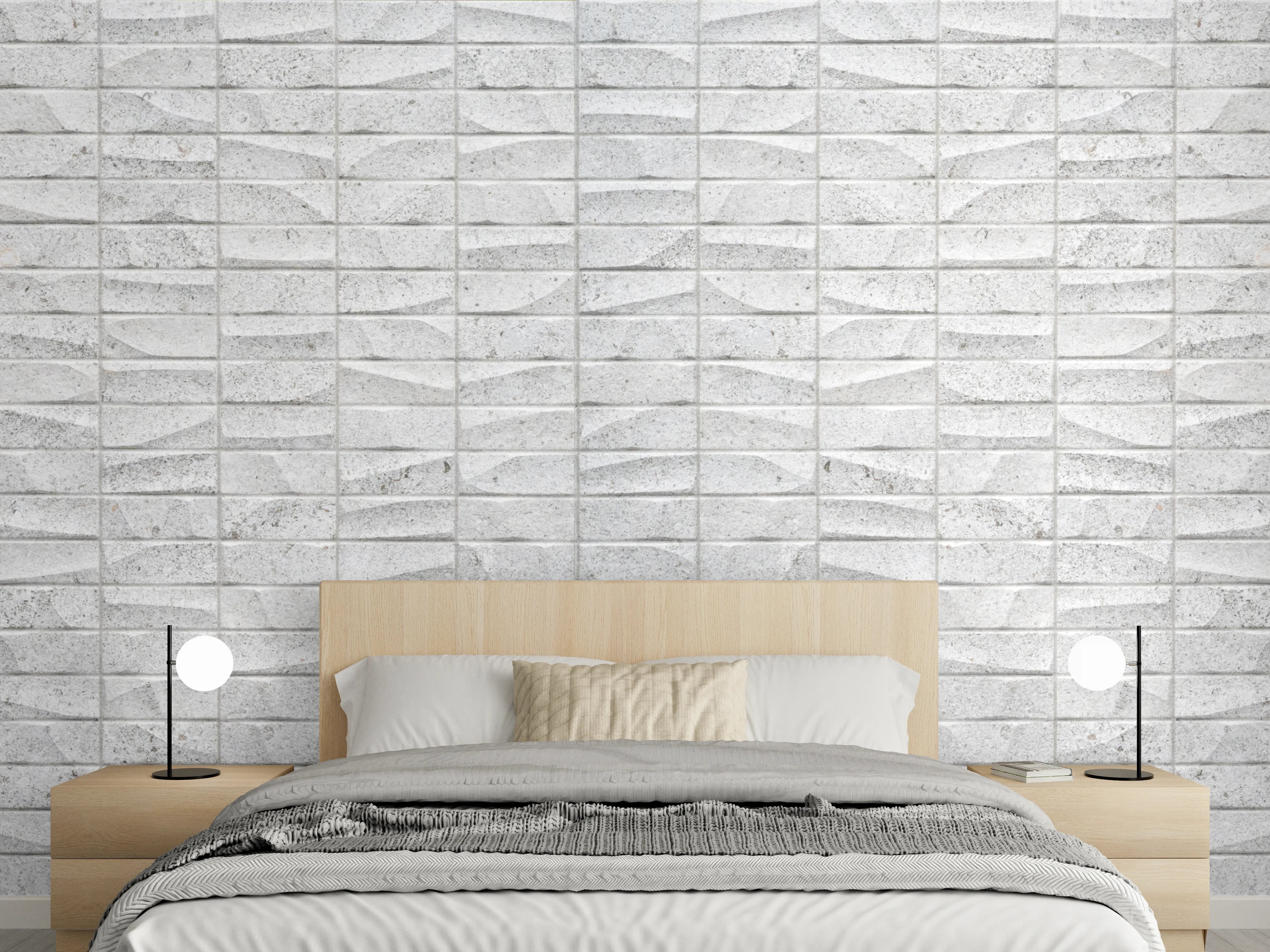 Wandverkleidung Schlafzimmer - Gewelltes Stein Betonwand