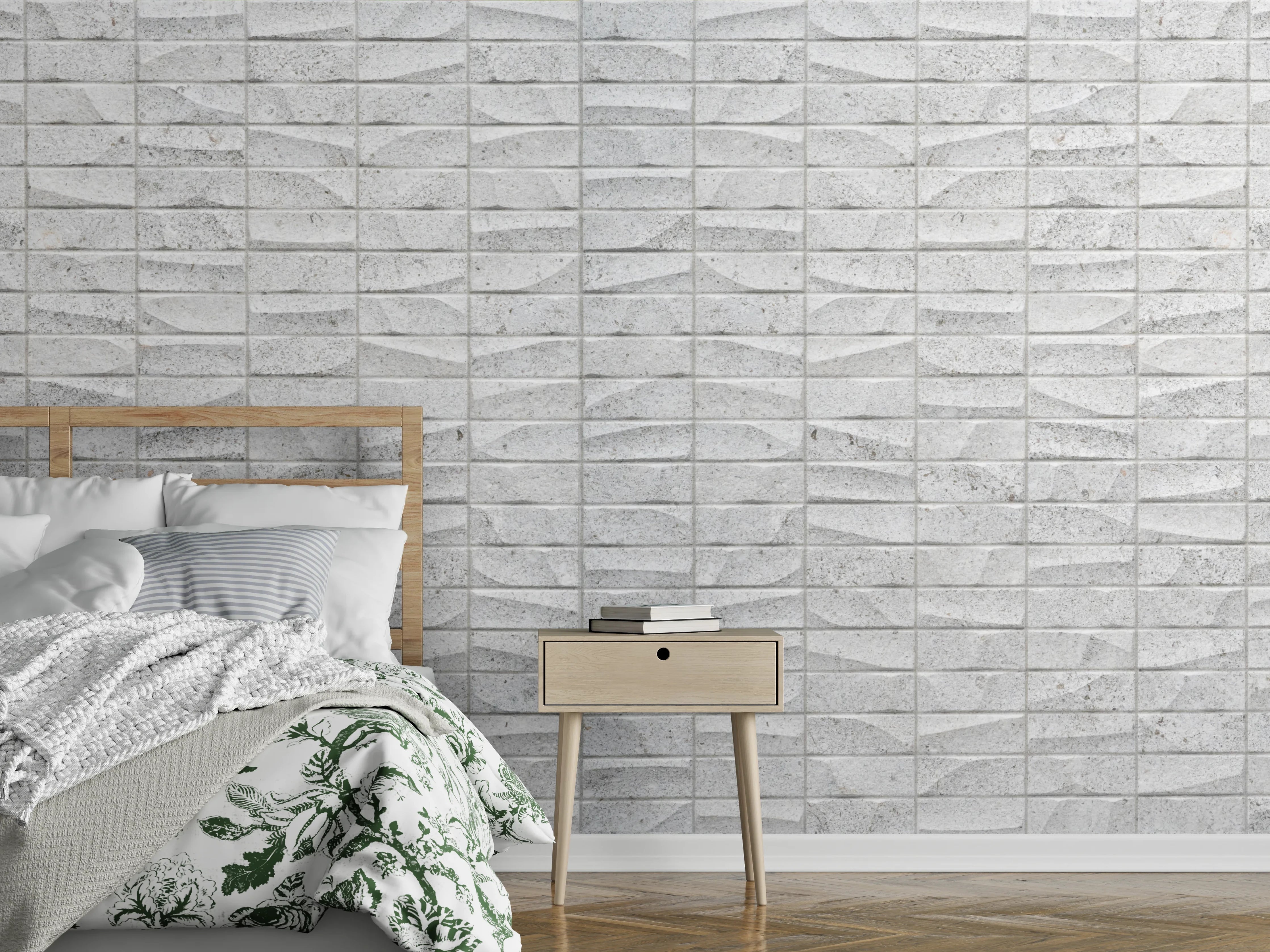 Wandverkleidung Schlafzimmer - Gewelltes Stein Betonwand
