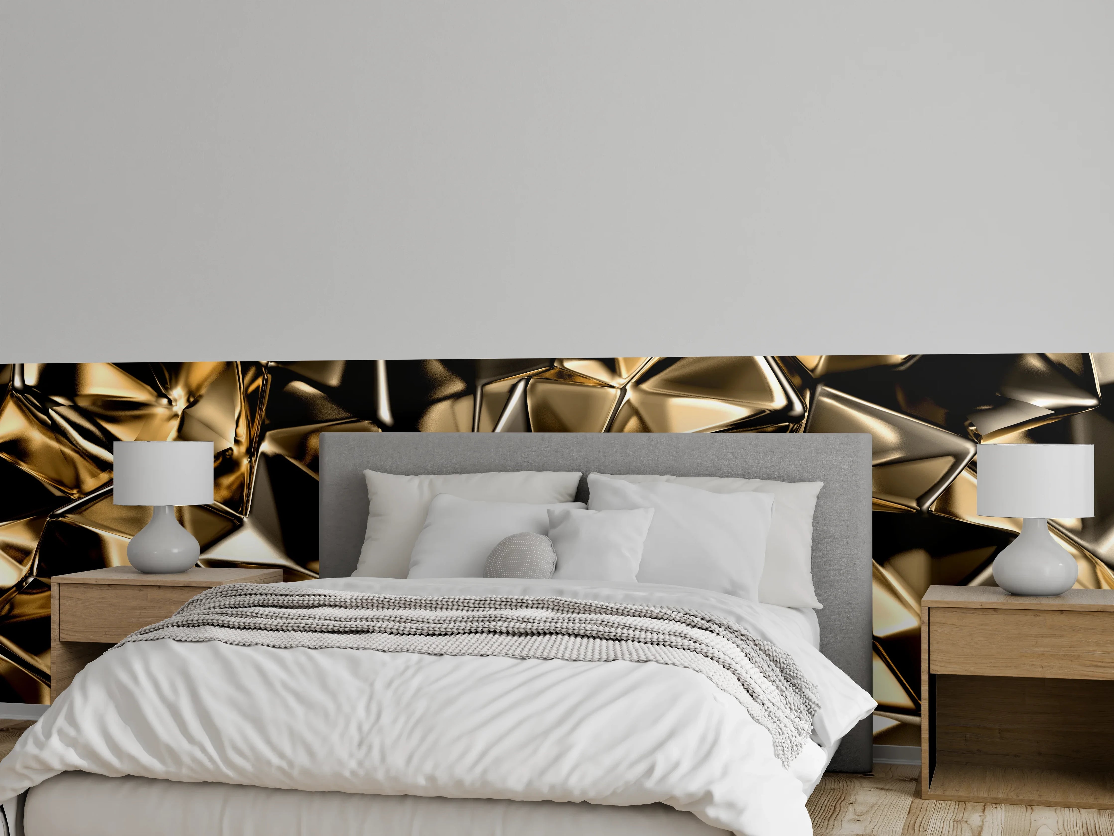 Wandverkleidung Schlafzimmer - Glänzende abstrakte Goldmetall-Struktur