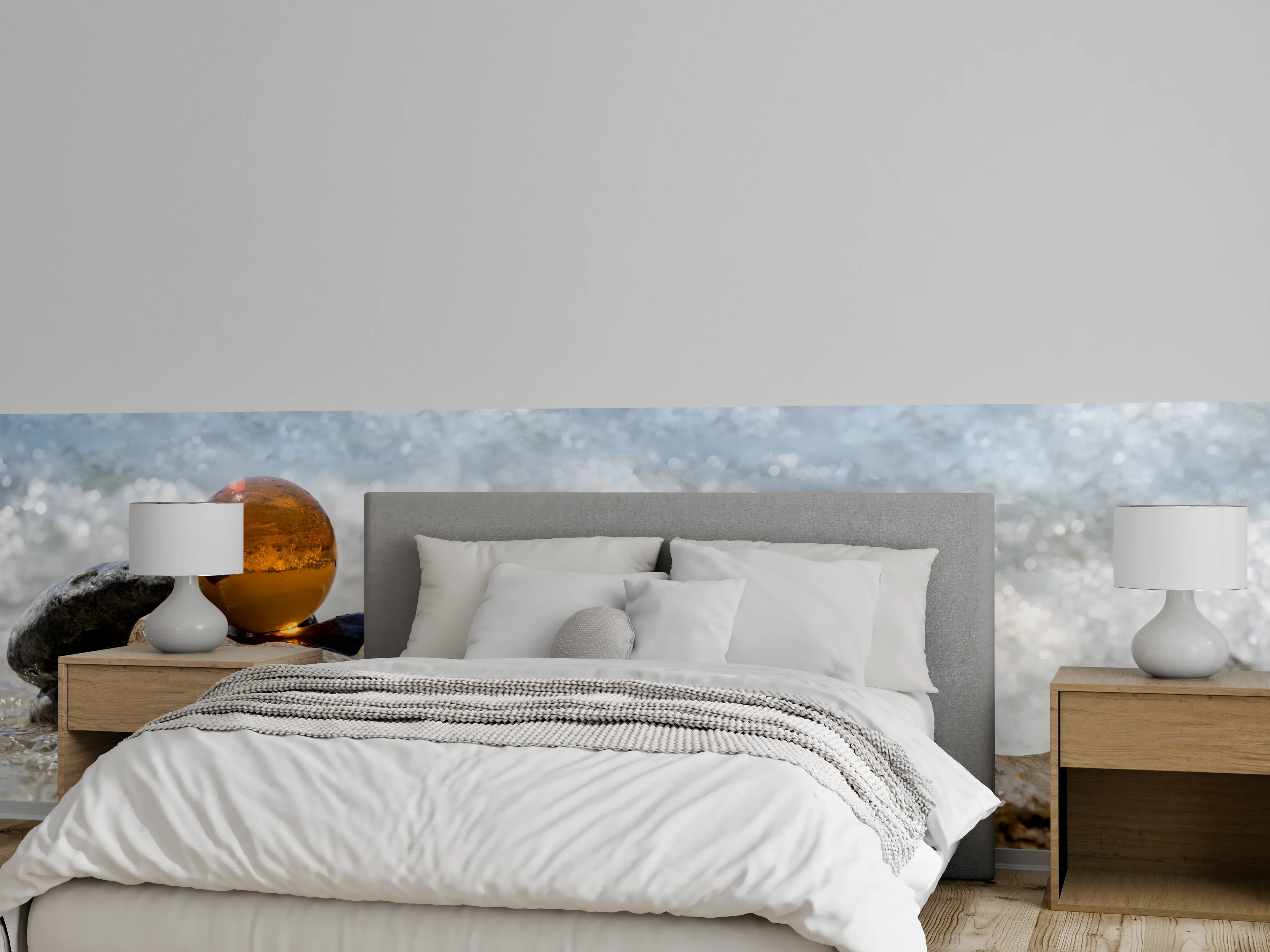 Wandverkleidung Schlafzimmer - Glaskugel am Strand
