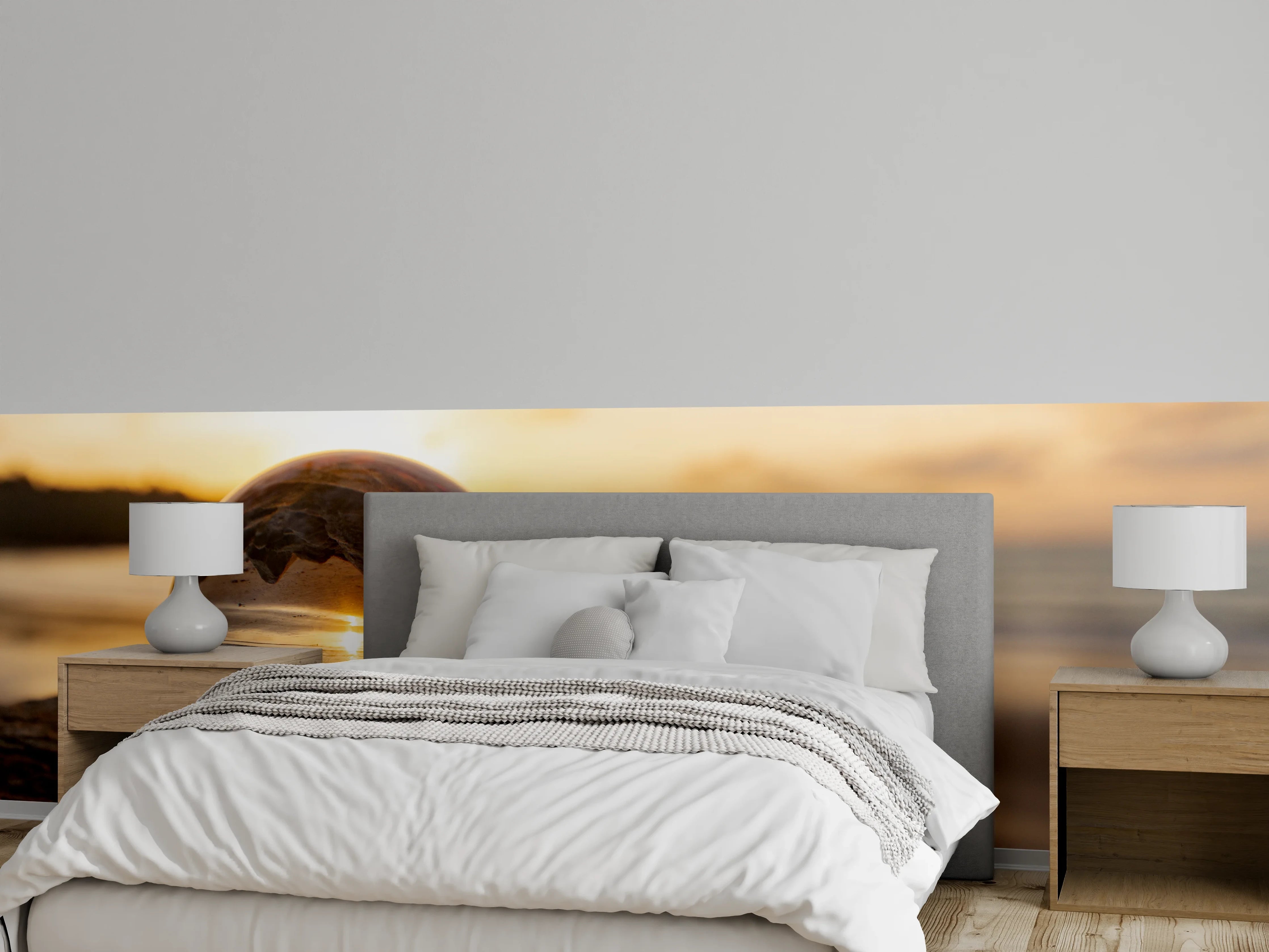 Wandverkleidung Schlafzimmer - Glaskugel an der Küste