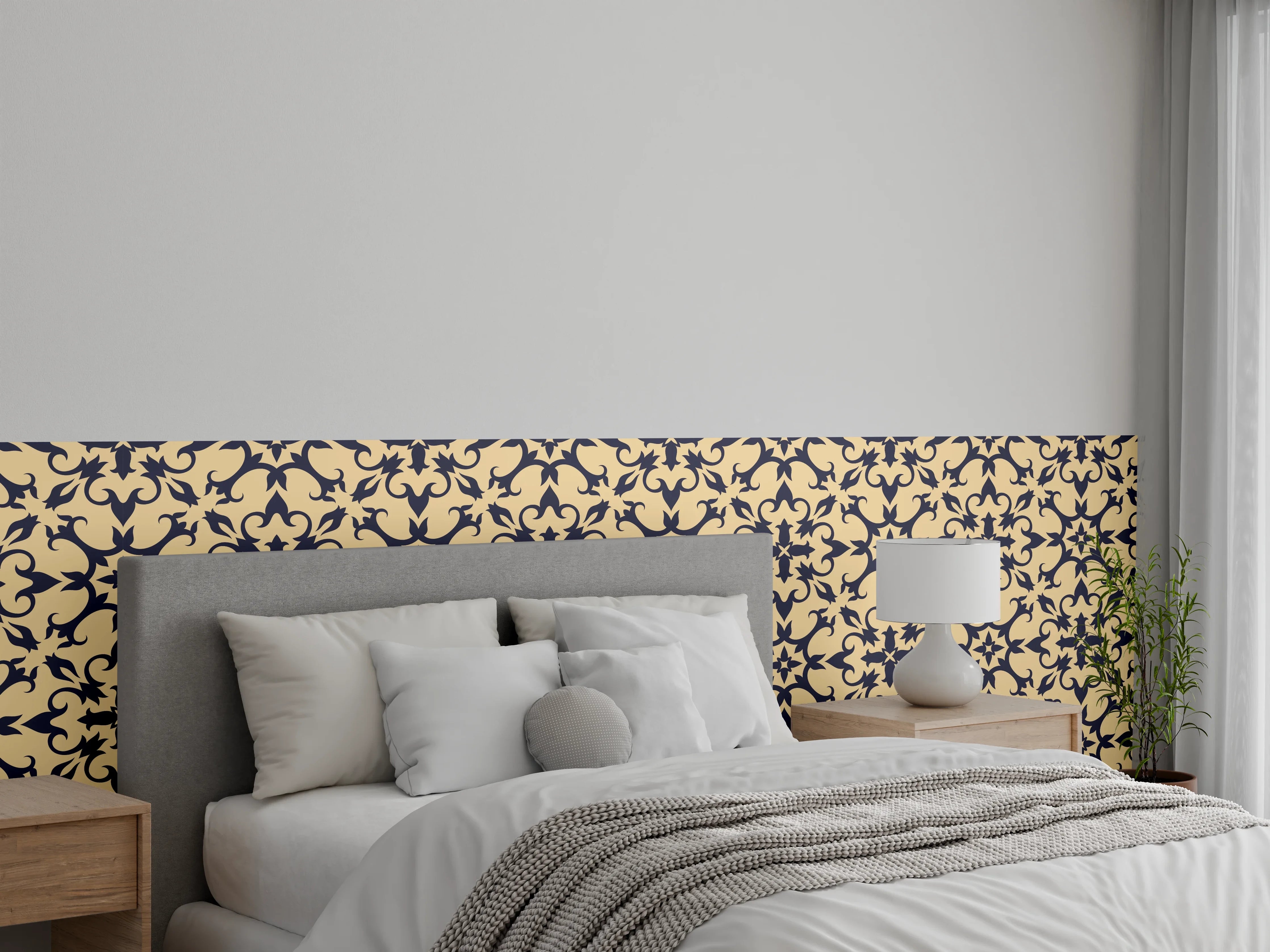 Wandverkleidung Schlafzimmer - Gold-Schwarz Geometrisches Muster