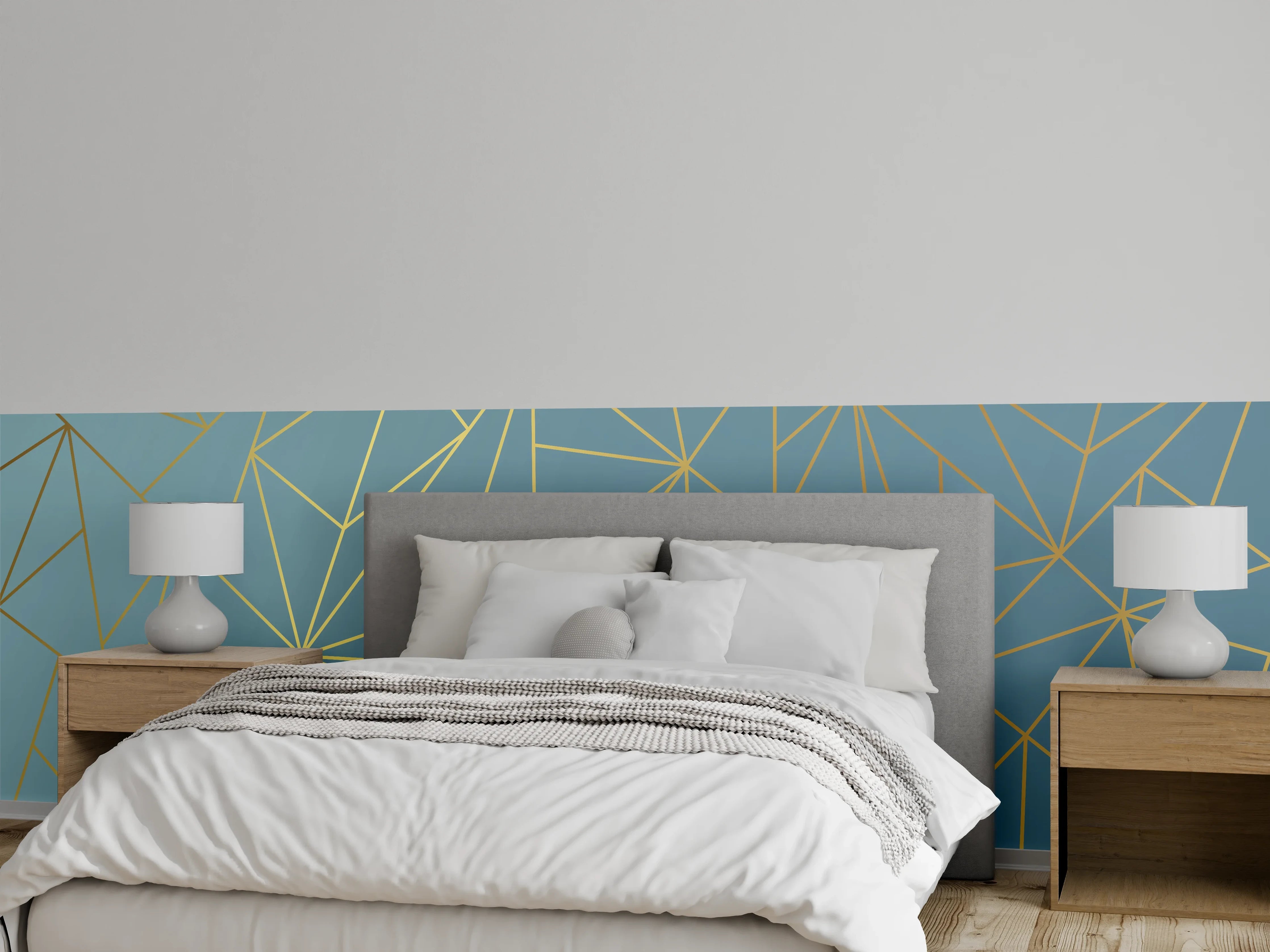 Wandverkleidung Schlafzimmer - GoldLine Geometrische Kunst