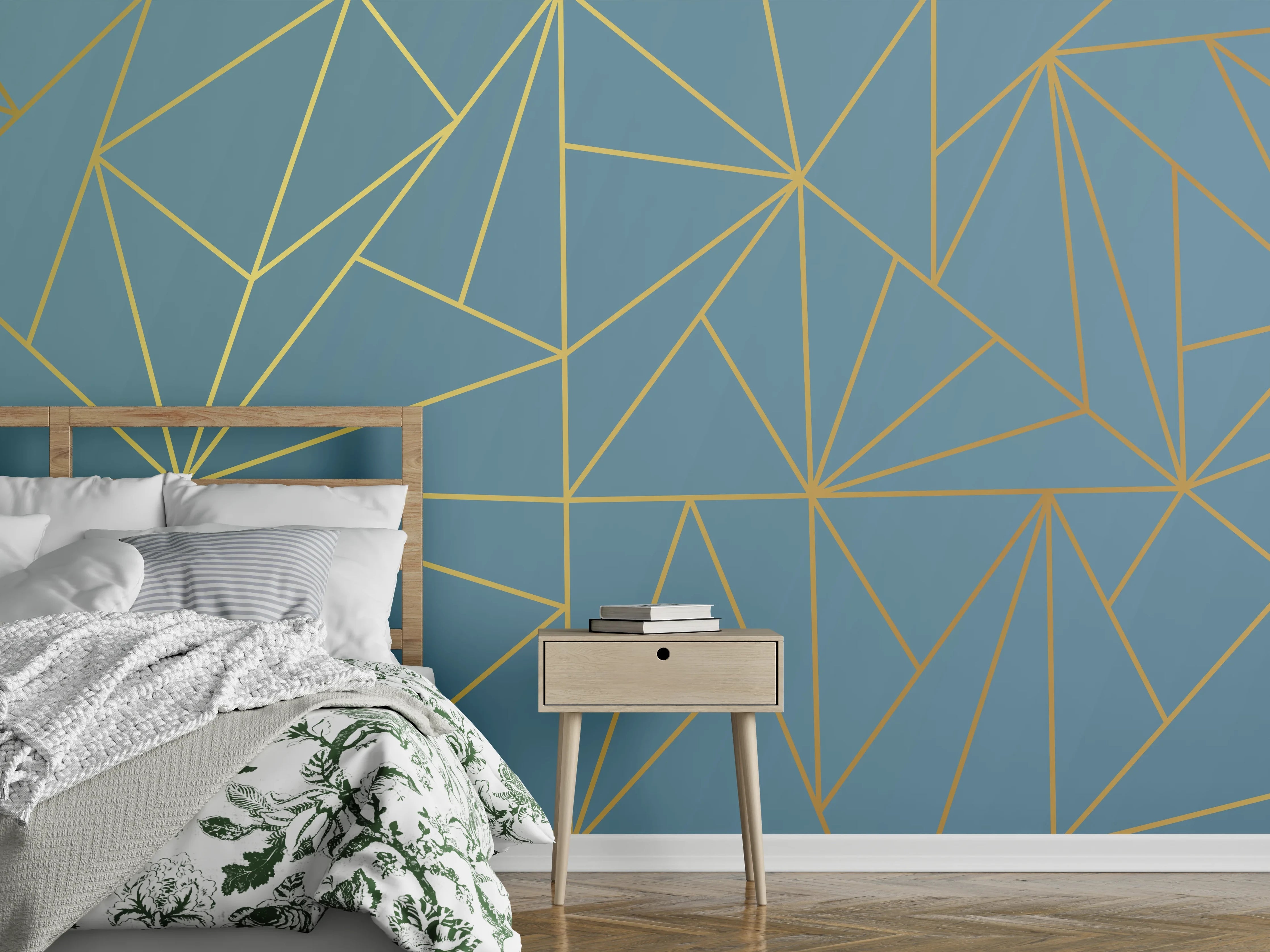 Wandverkleidung Schlafzimmer - GoldLine Geometrische Kunst