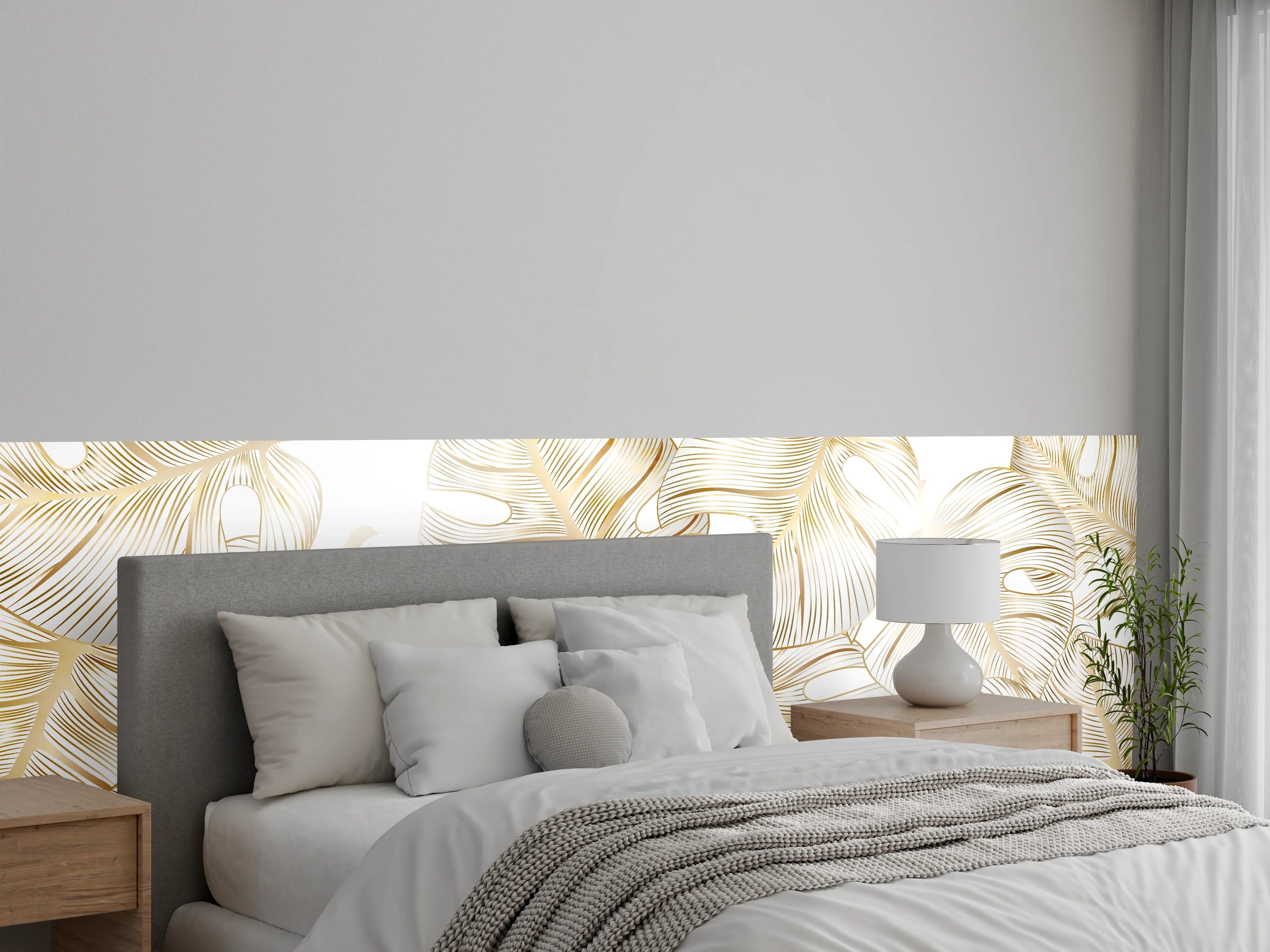 Wandverkleidung Schlafzimmer - Goldene Blattadern Struktur