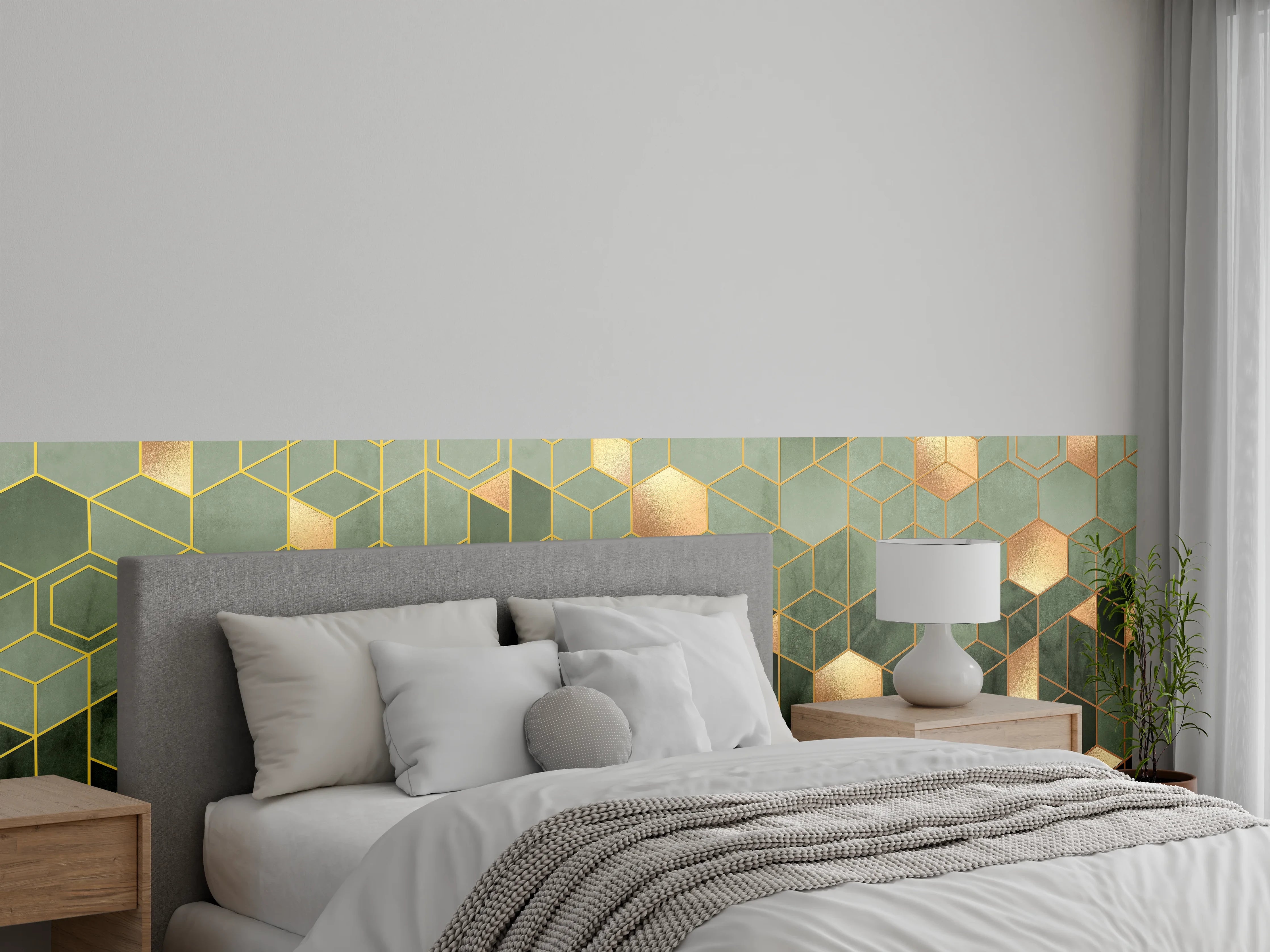Wandverkleidung Schlafzimmer - Goldene Geometrie für moderne Wände