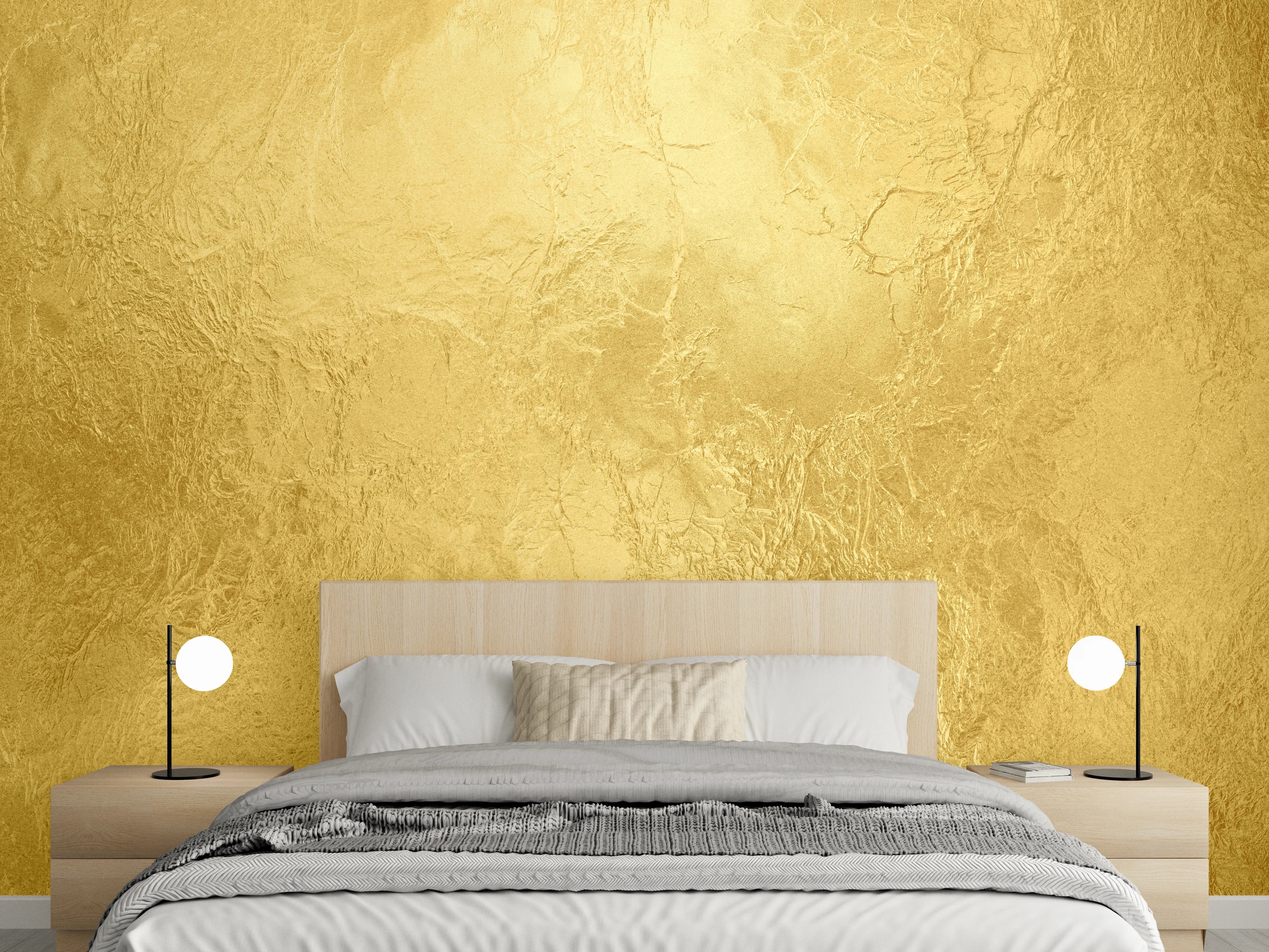 Wandverkleidung Schlafzimmer - Goldene Marmoroptik Traumhafte Strukturen
