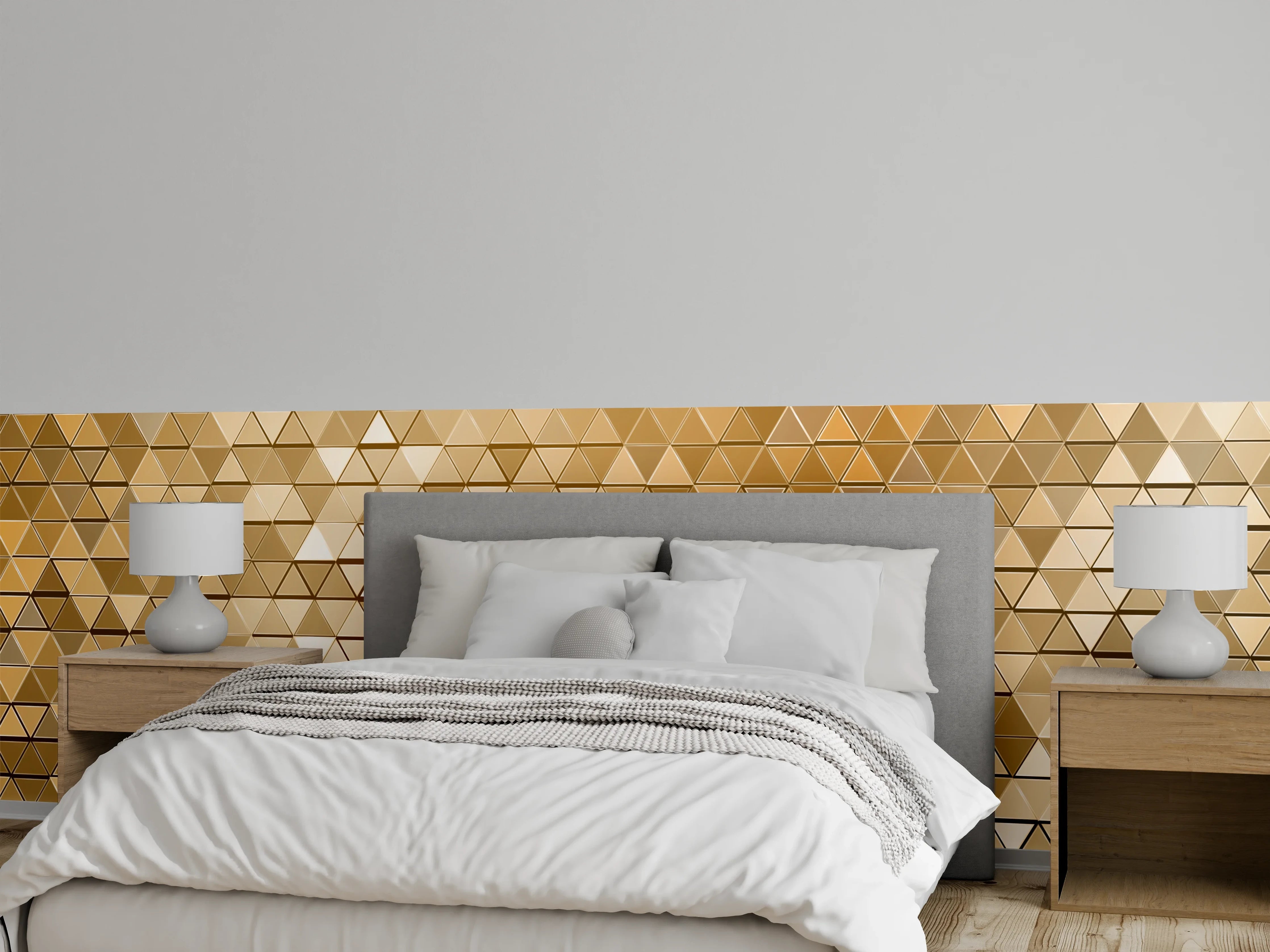 Wandverkleidung Schlafzimmer - Goldene Metall-Mosaikstruktur