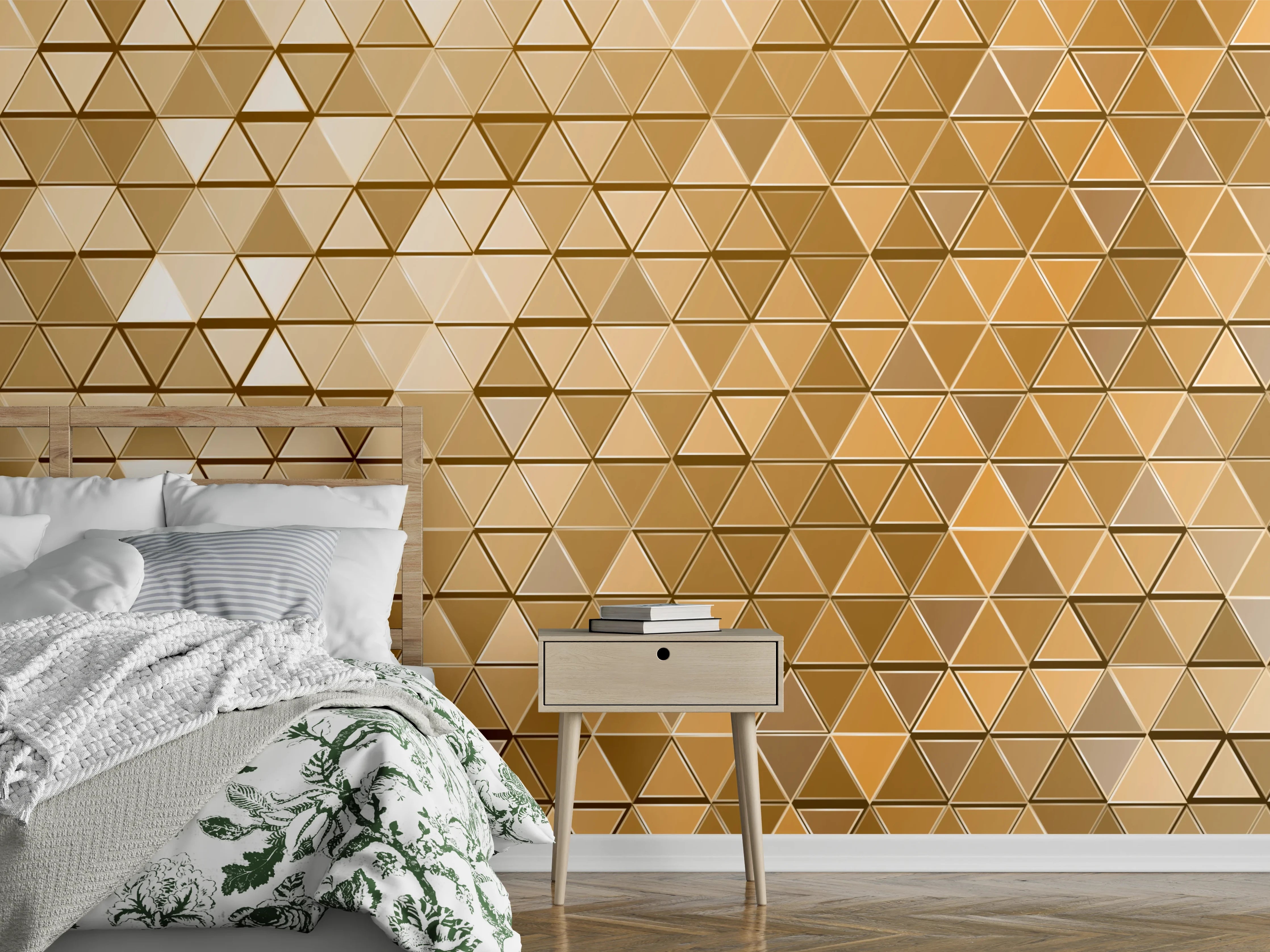 Wandverkleidung Schlafzimmer - Goldene Metall-Mosaikstruktur