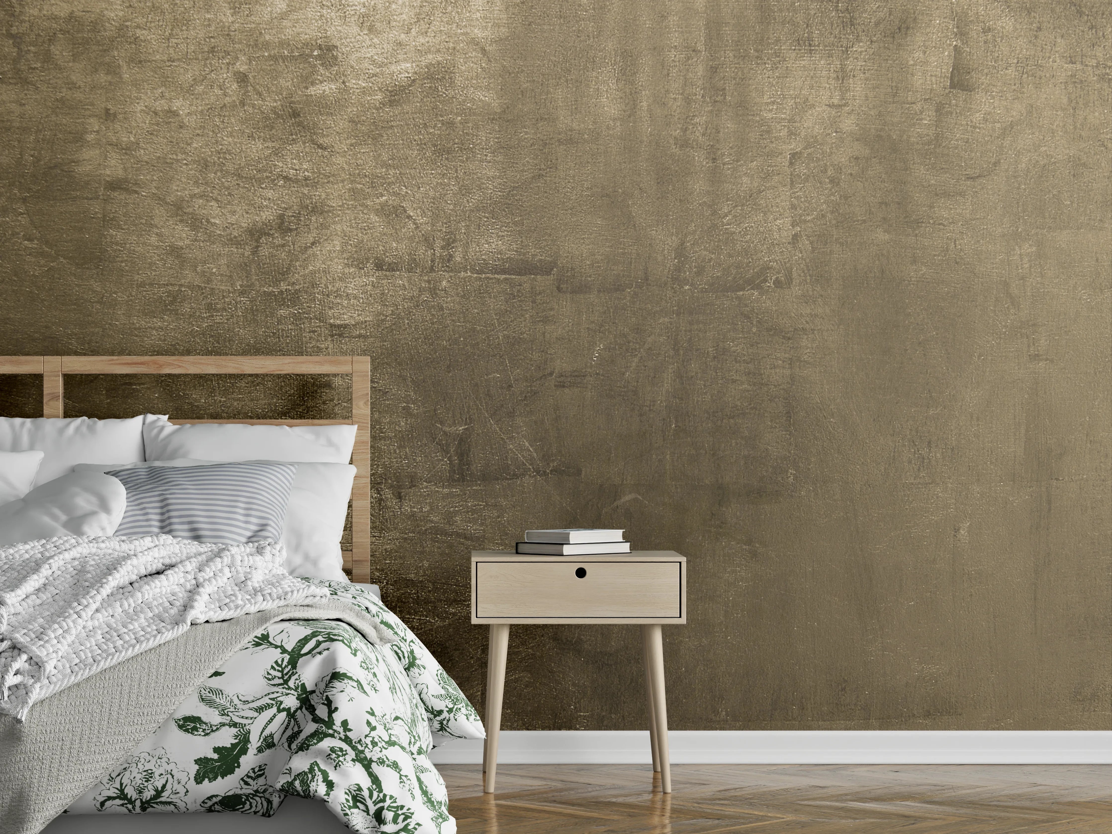 Wandverkleidung Schlafzimmer - Goldene Metallic-Oberfläche für Wandgestaltung