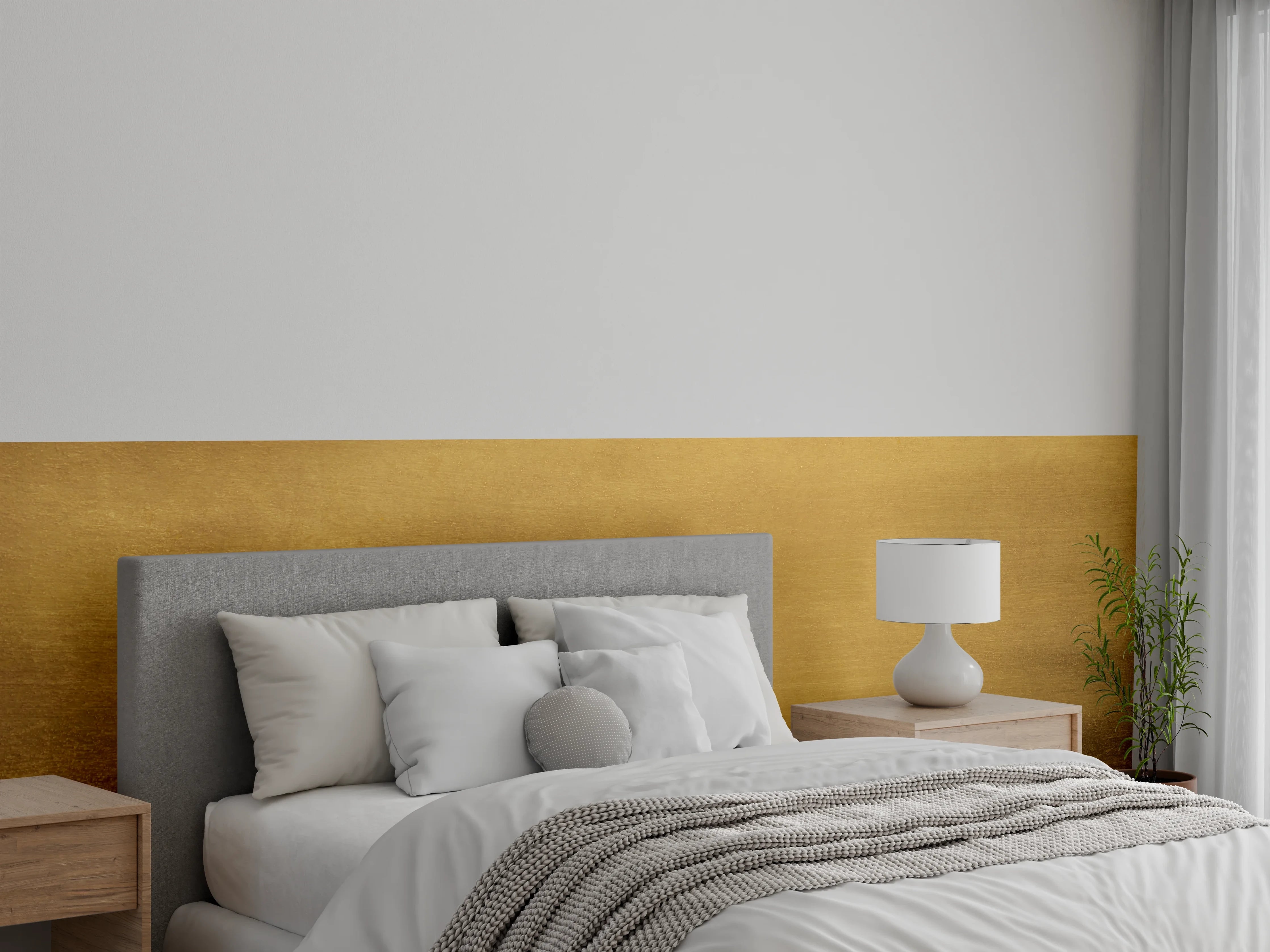 Wandverkleidung Schlafzimmer - Goldene Metallstruktur Luxusoptik