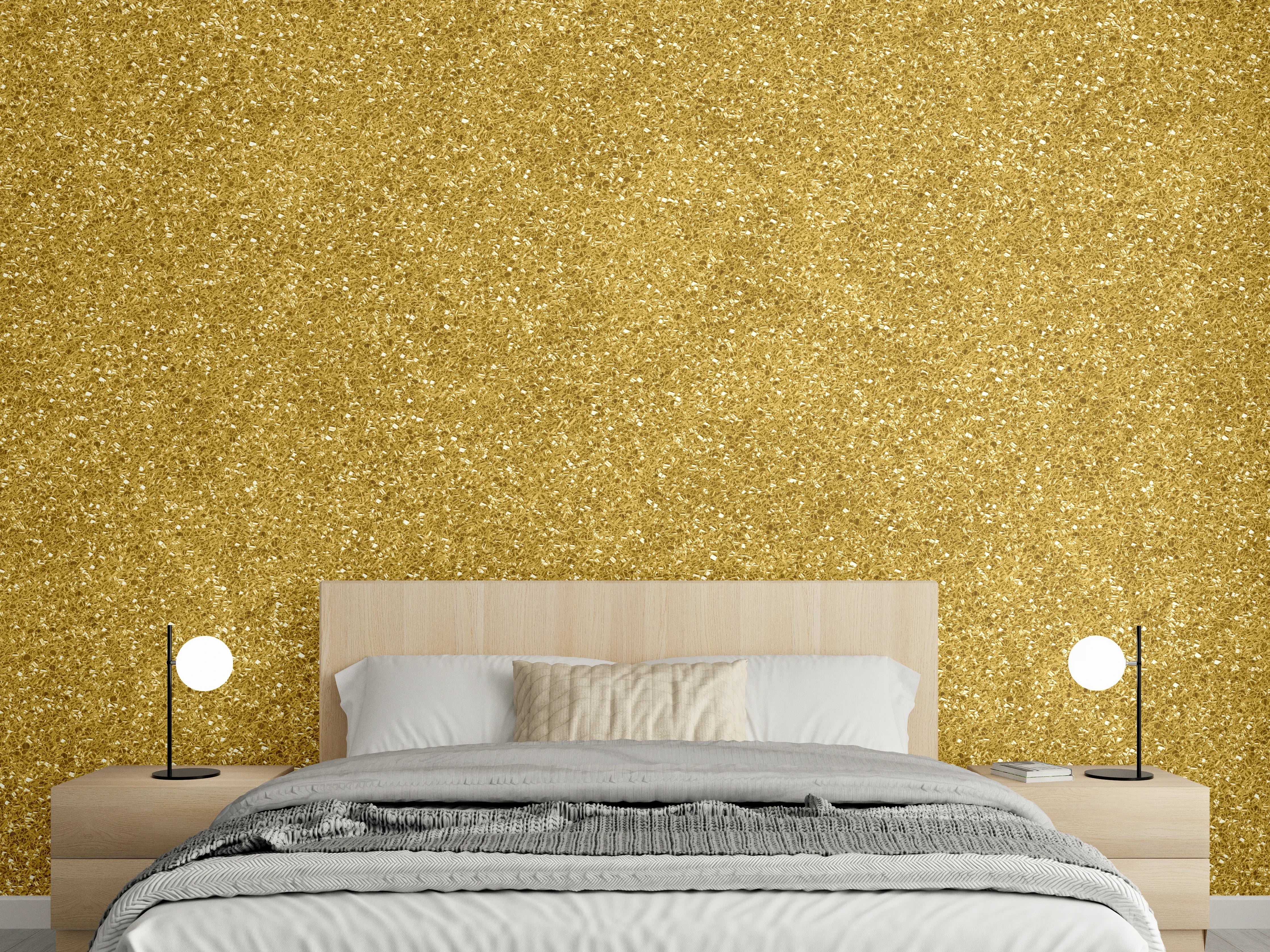 Wandverkleidung Schlafzimmer - Goldener Glitzer Hintergrund Dekooptik