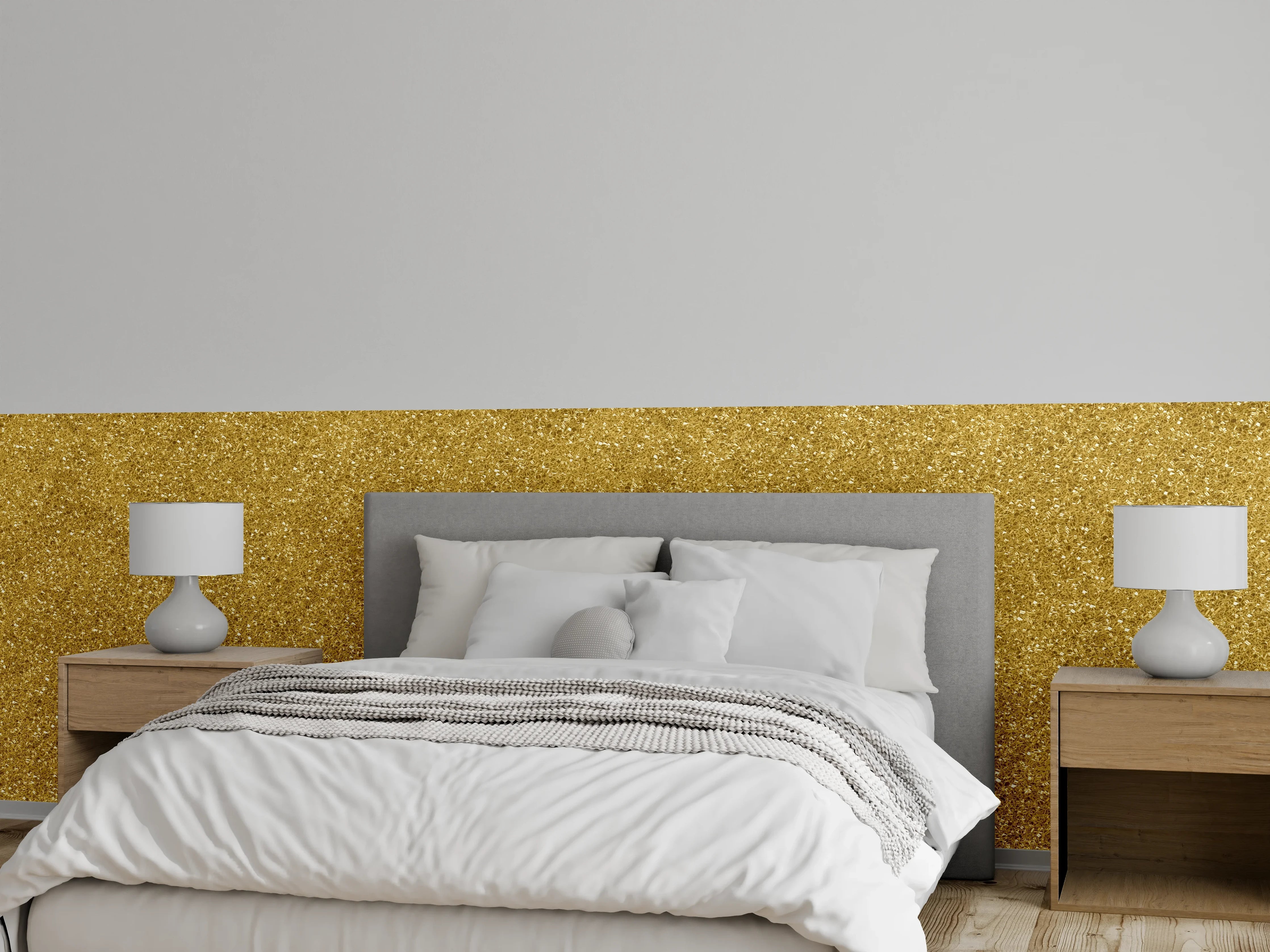Wandverkleidung Schlafzimmer - Goldener Glitzer Hintergrund Dekooptik