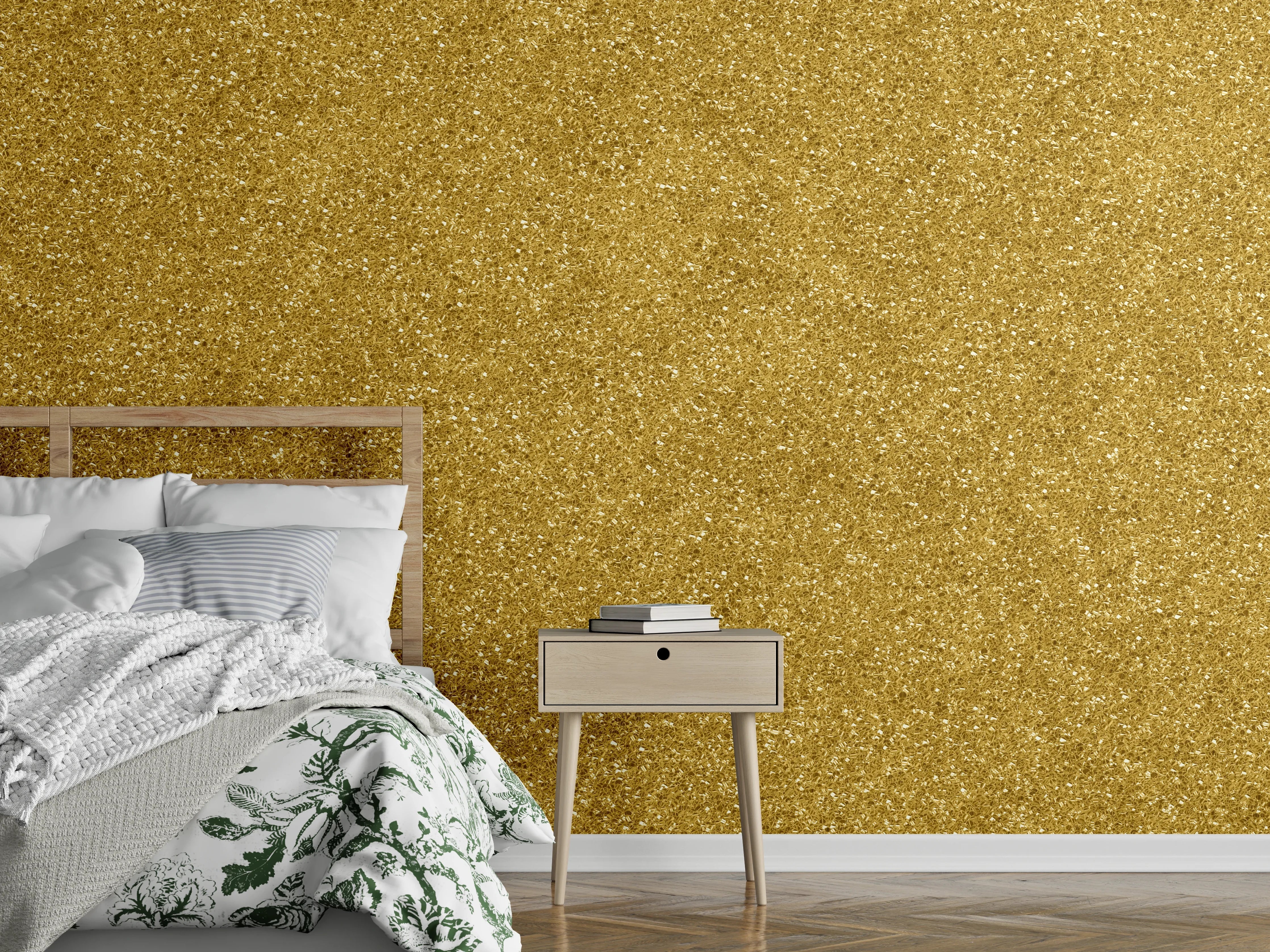 Wandverkleidung Schlafzimmer - Goldener Glitzer Hintergrund Dekooptik