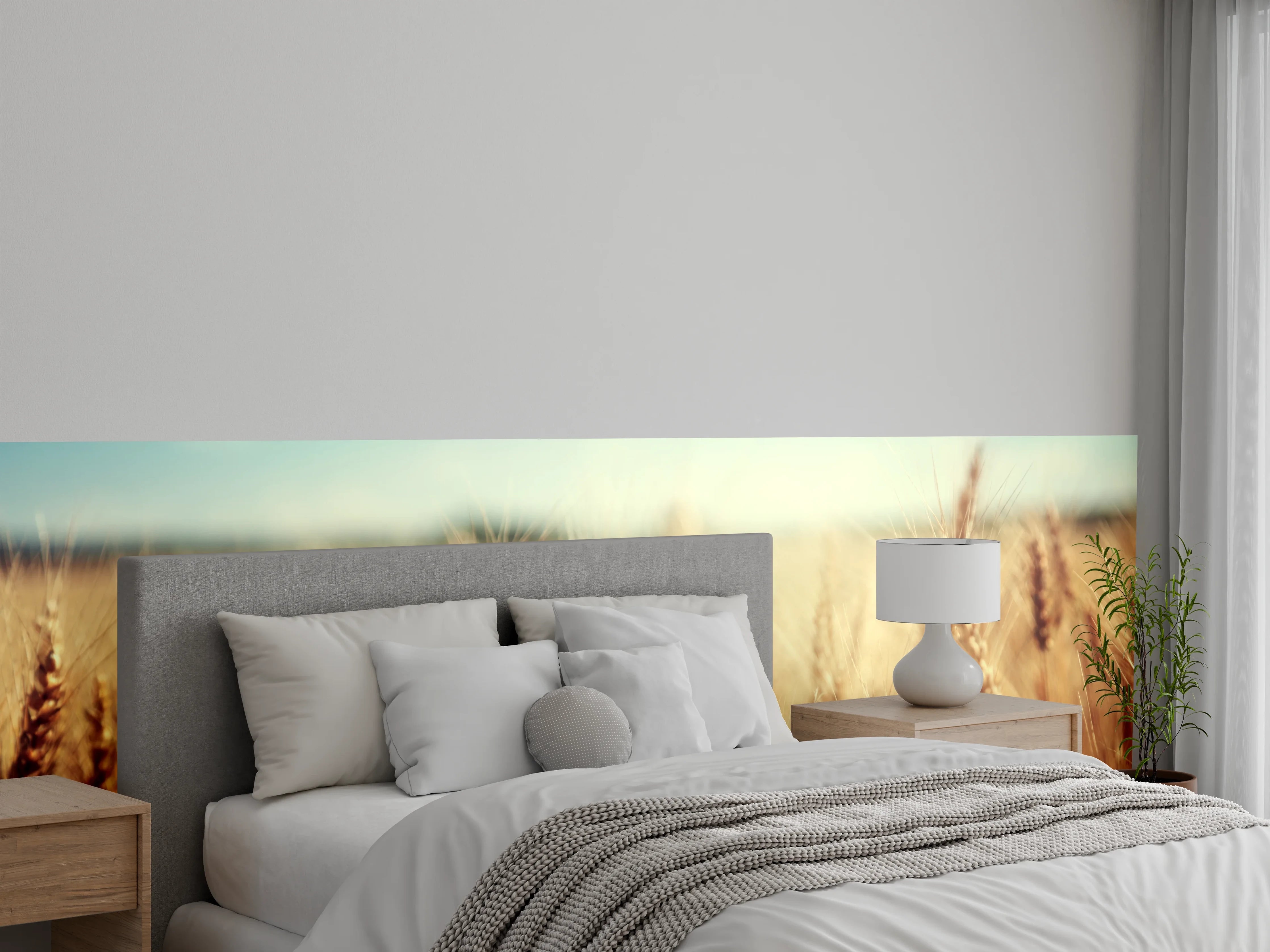 Wandverkleidung Schlafzimmer - Goldenes Weizenfeld im Sonnenlicht