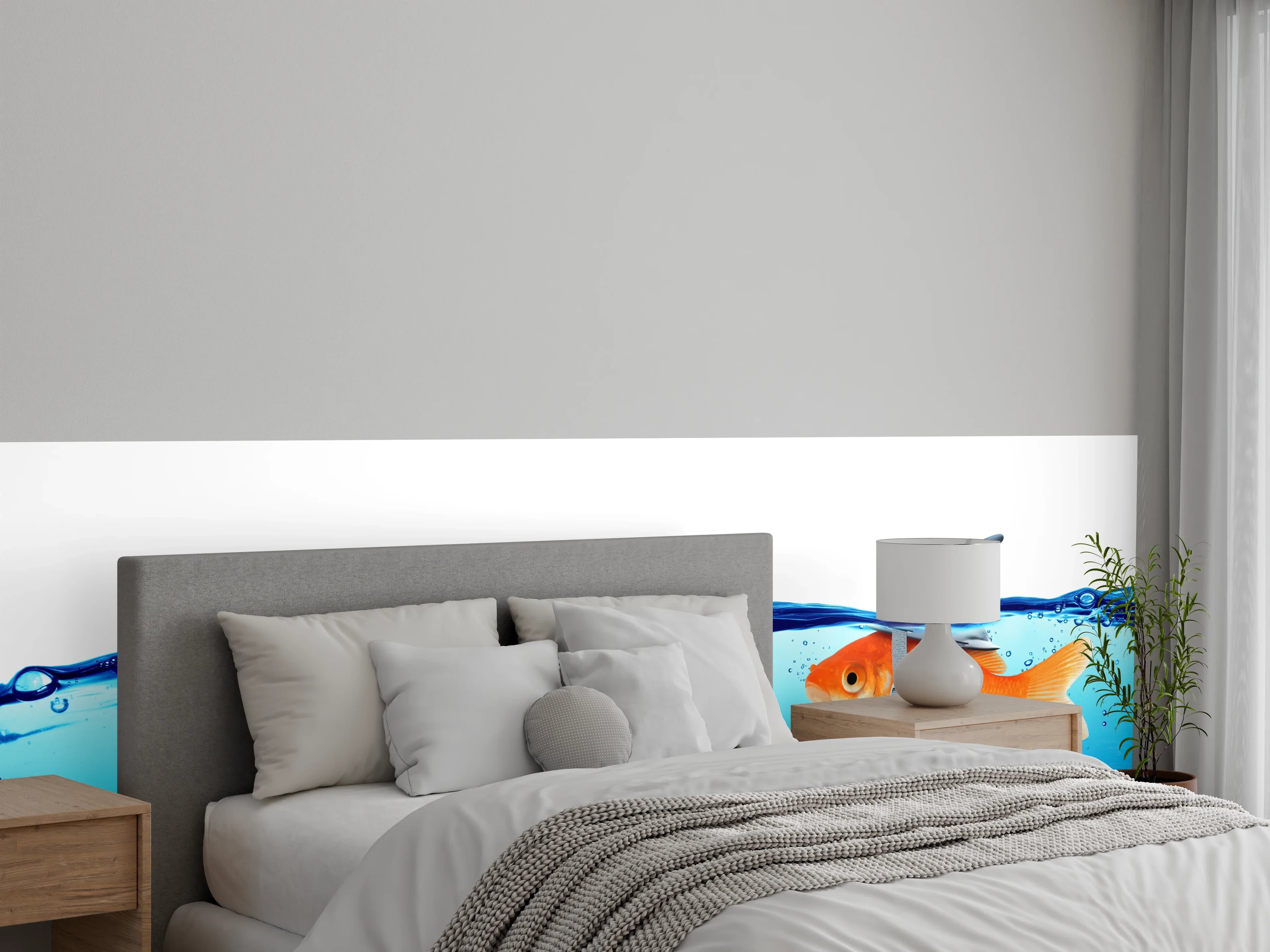 Wandverkleidung Schlafzimmer - Goldfisch als Hai
