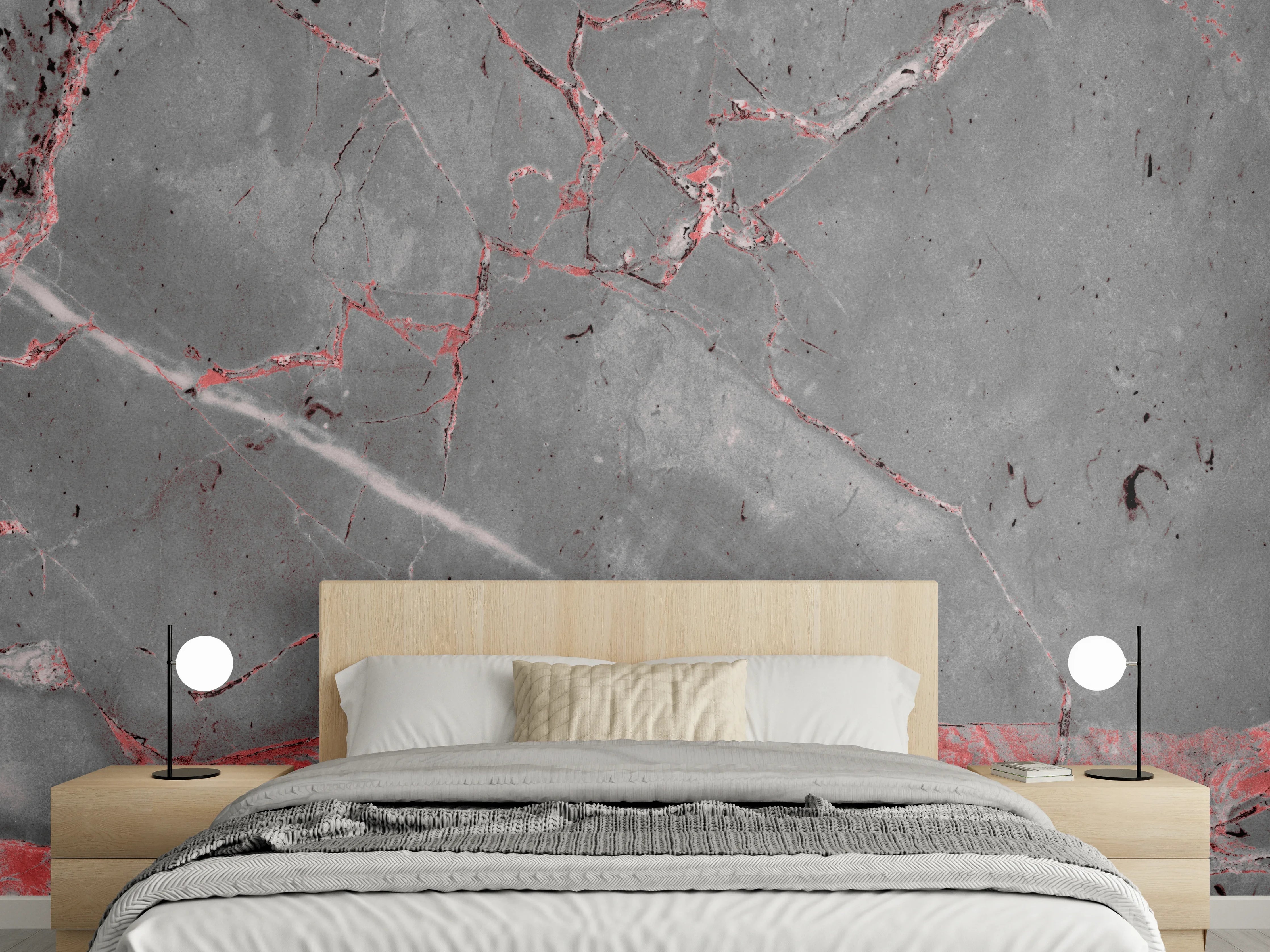 Wandverkleidung Schlafzimmer - Gräulich-rote Marmor Textur