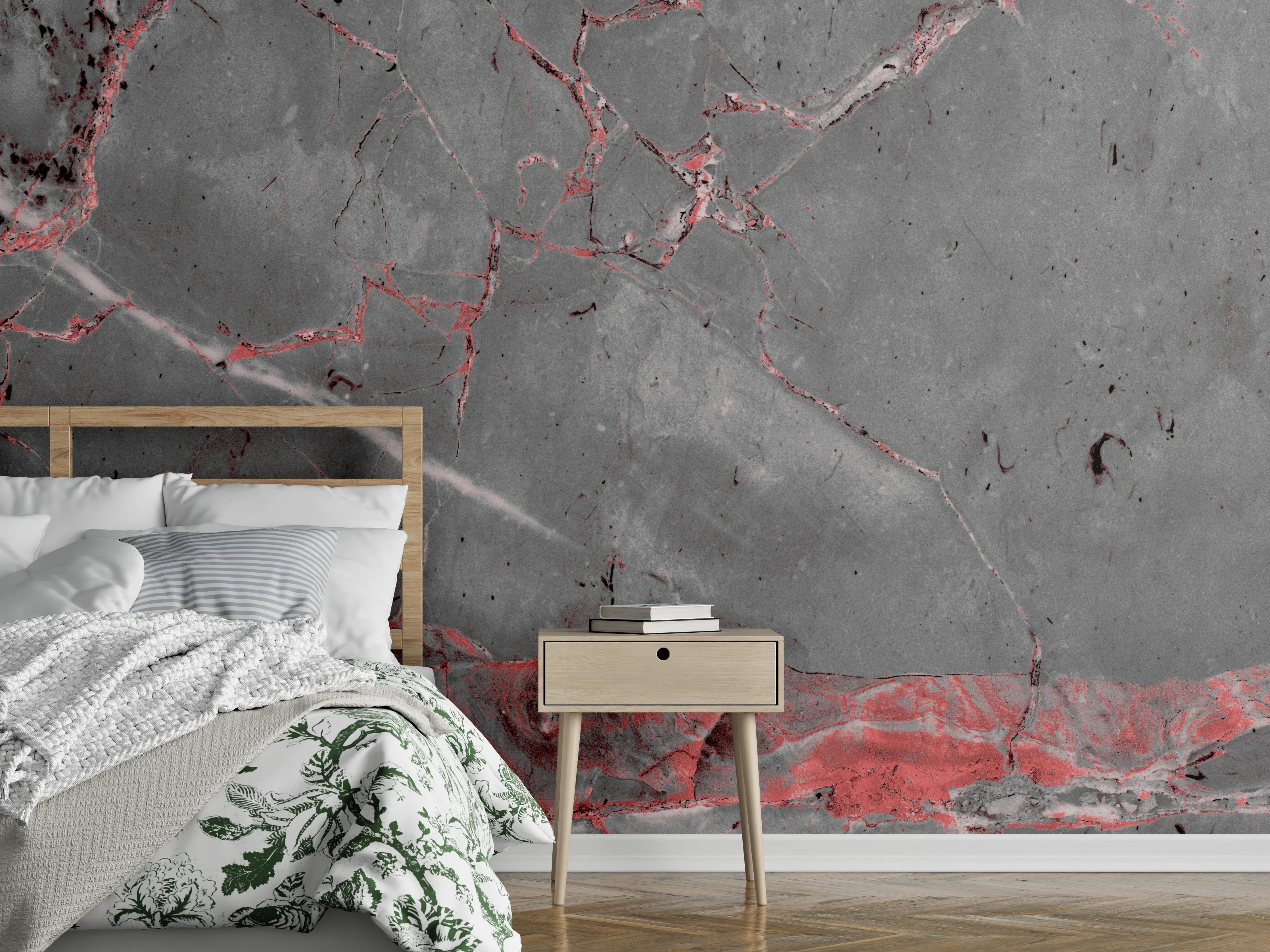 Wandverkleidung Schlafzimmer - Gräulich-rote Marmor Textur
