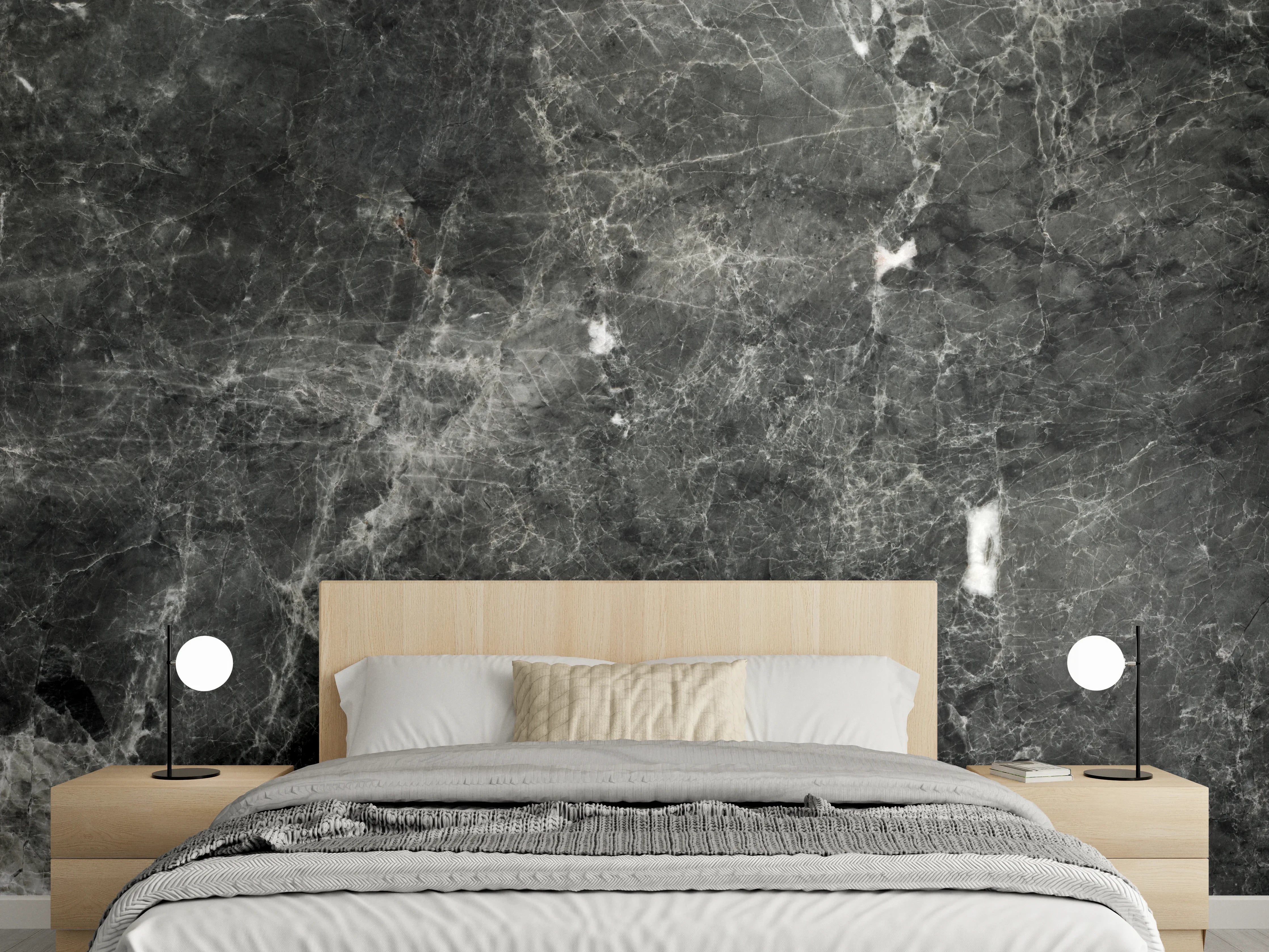 Wandverkleidung Schlafzimmer - Gräuliche Marmor Oberfläche