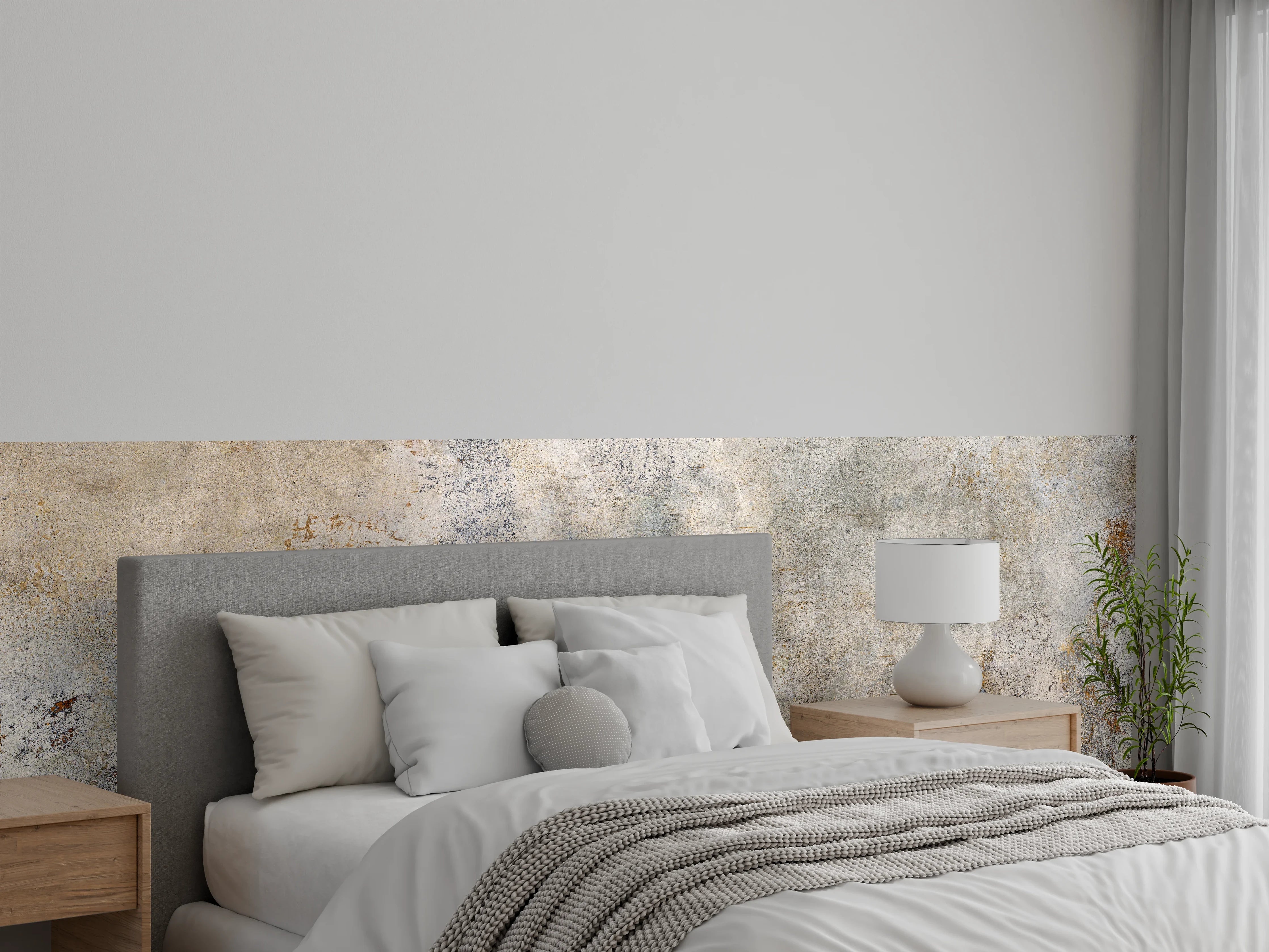 Wandverkleidung Schlafzimmer - Gräuliche Zement Textur