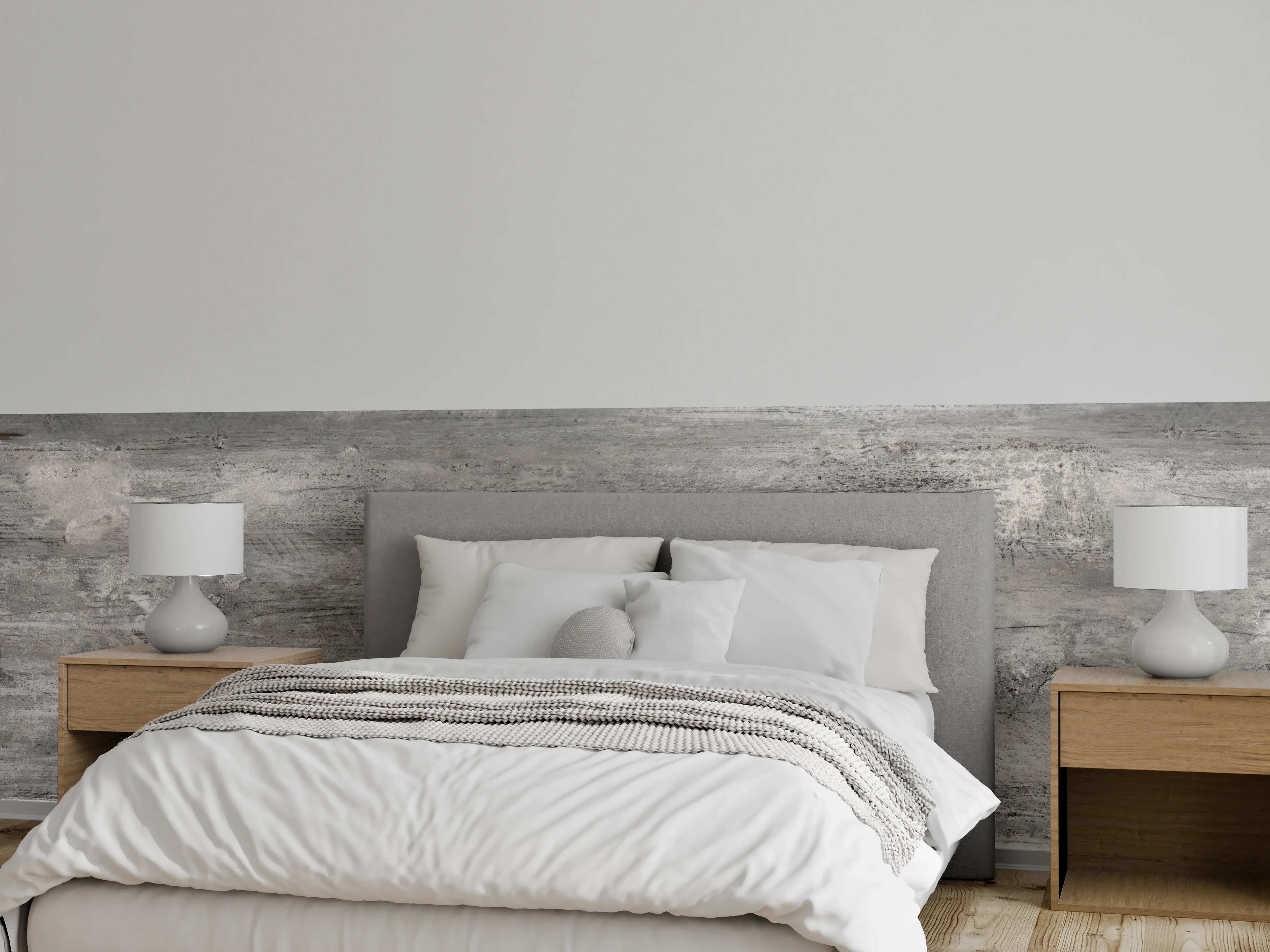 Wandverkleidung Schlafzimmer - Gräuliche alte Holztextur