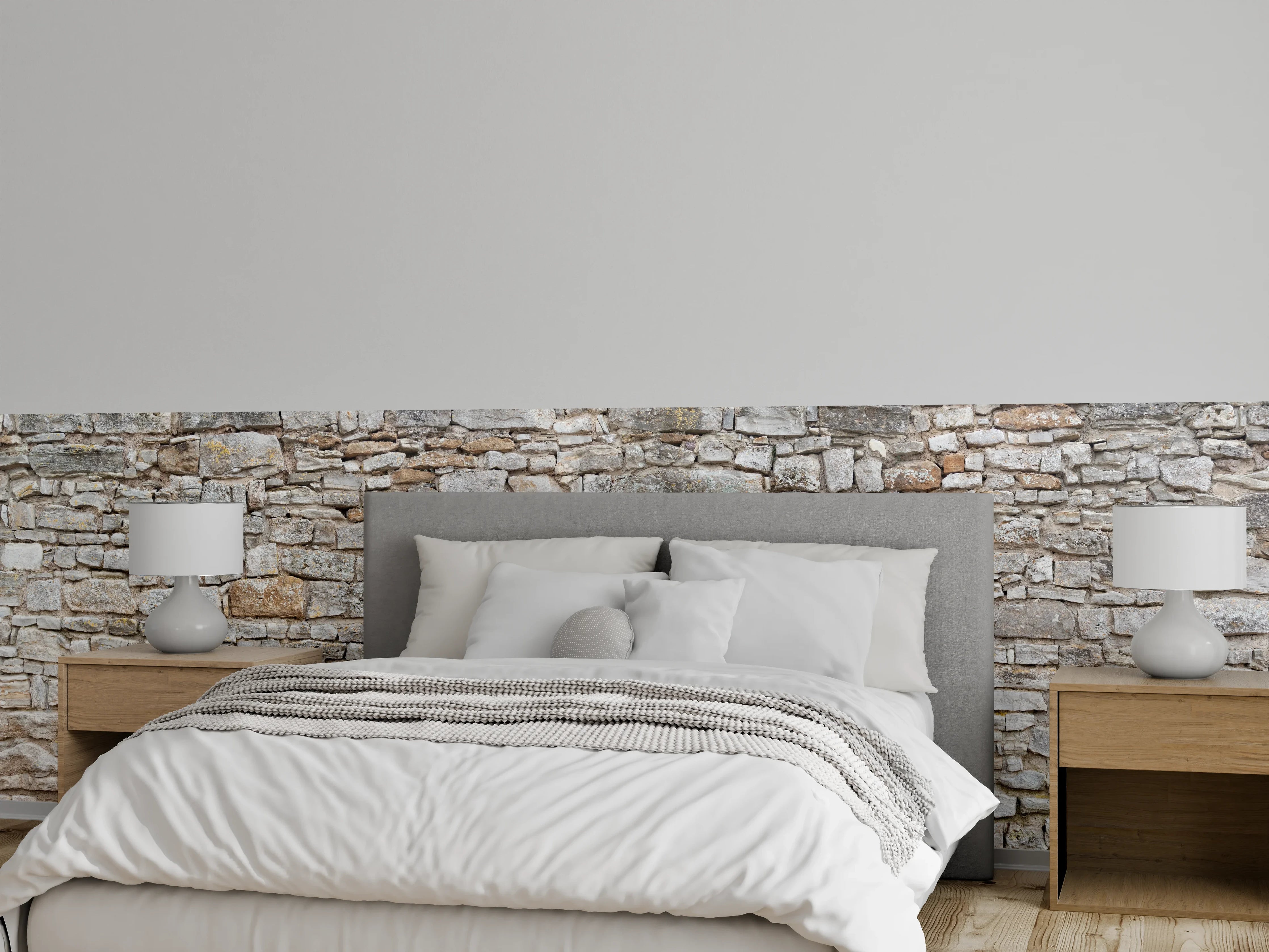 Wandverkleidung Schlafzimmer - Gräuliche alte Mauer aus groben Steinen