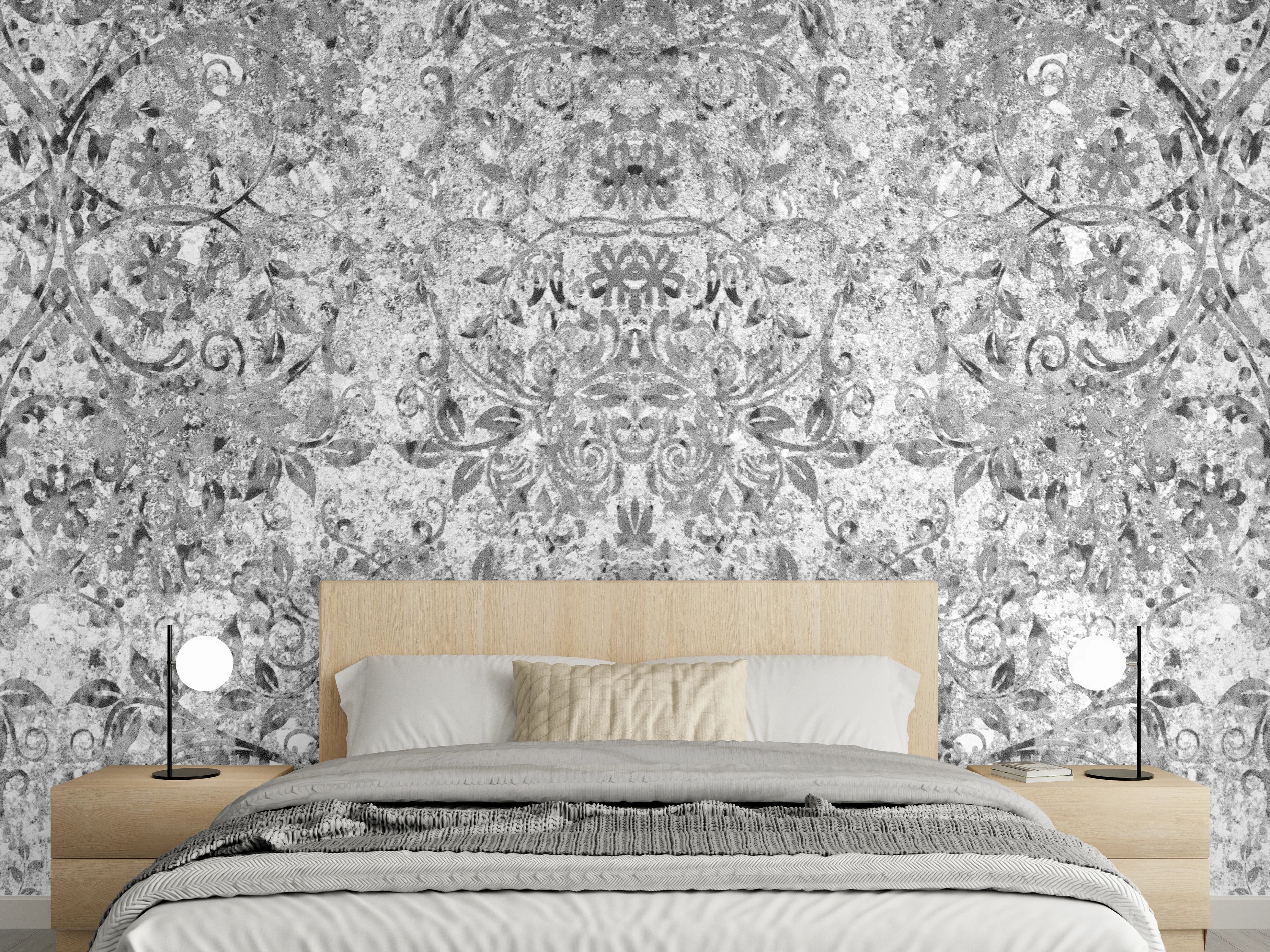 Wandverkleidung Schlafzimmer - Gräuliche gealterte Tapet-Wand