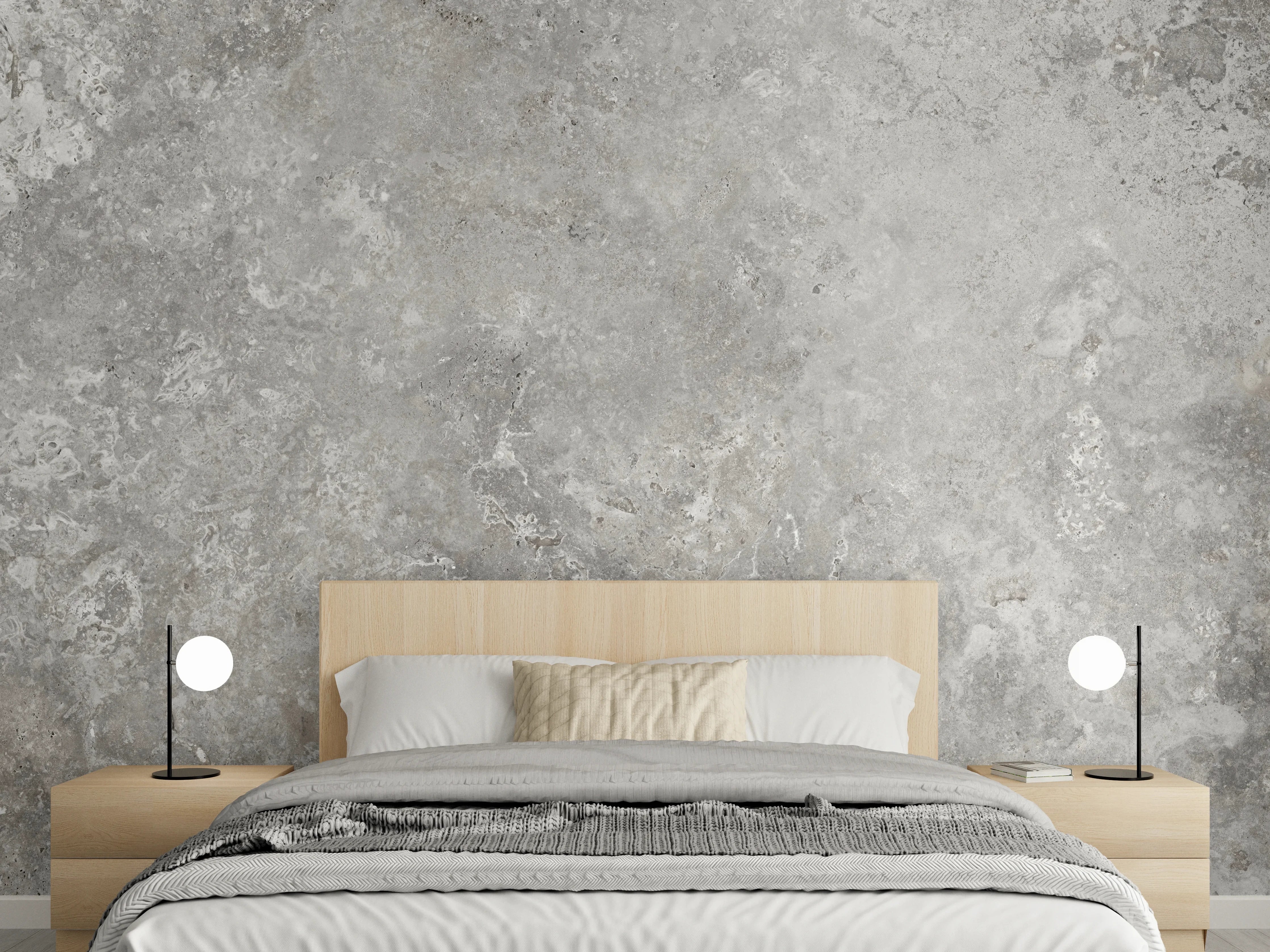 Wandverkleidung Schlafzimmer - Gräulicher Zement
