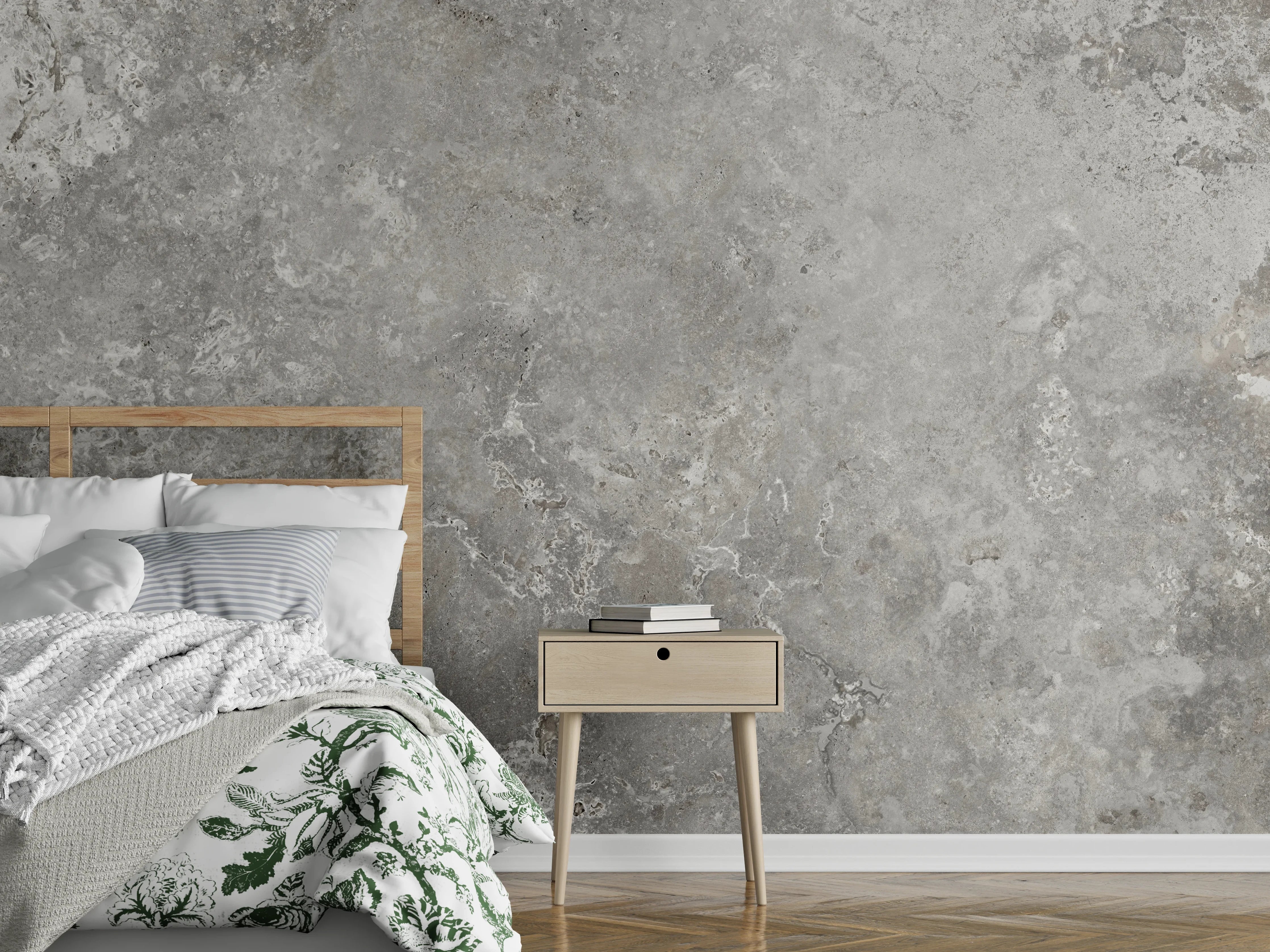Wandverkleidung Schlafzimmer - Gräulicher Zement
