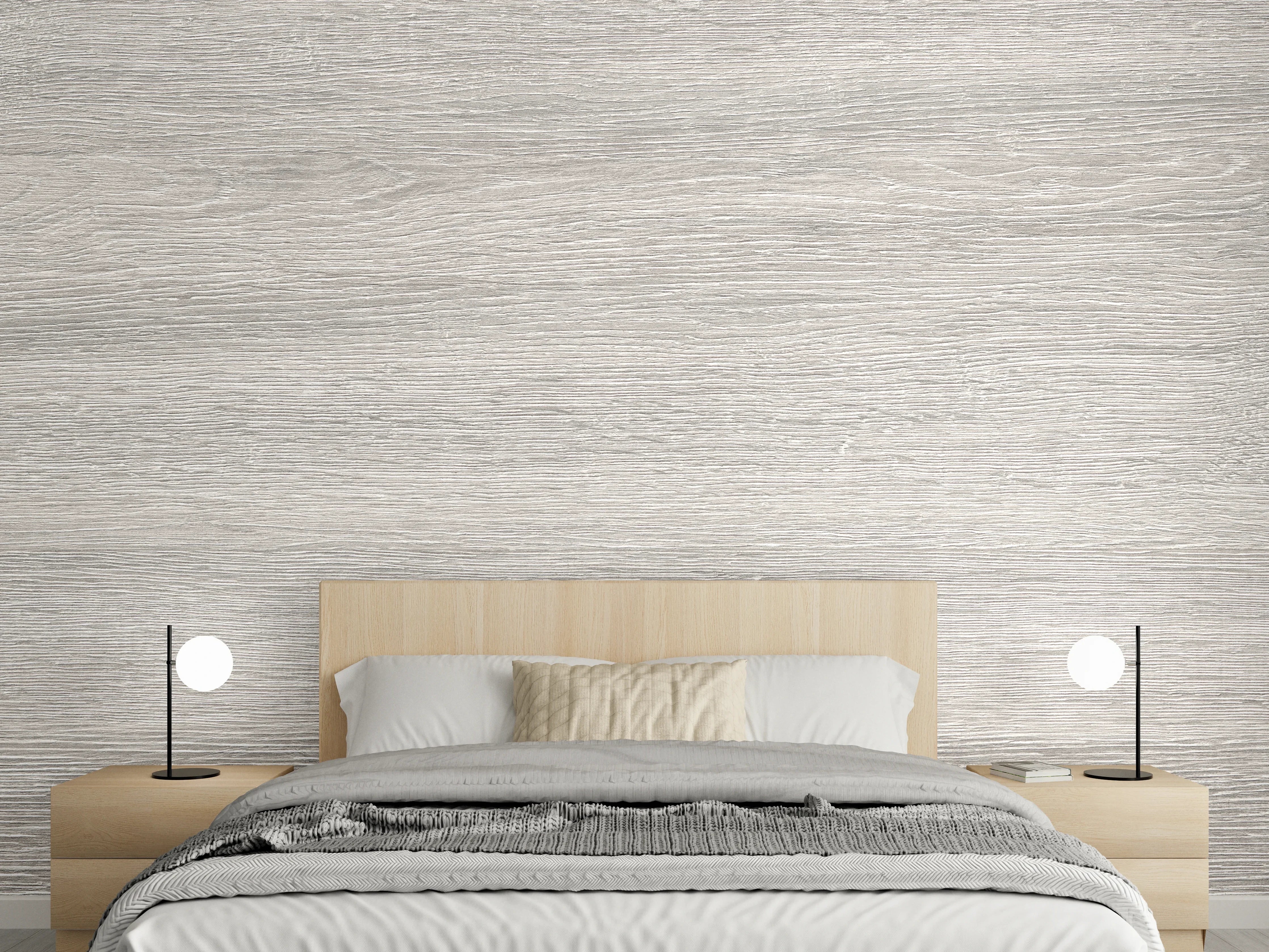 Wandverkleidung Schlafzimmer - Gräuliches Eichenholzplatte