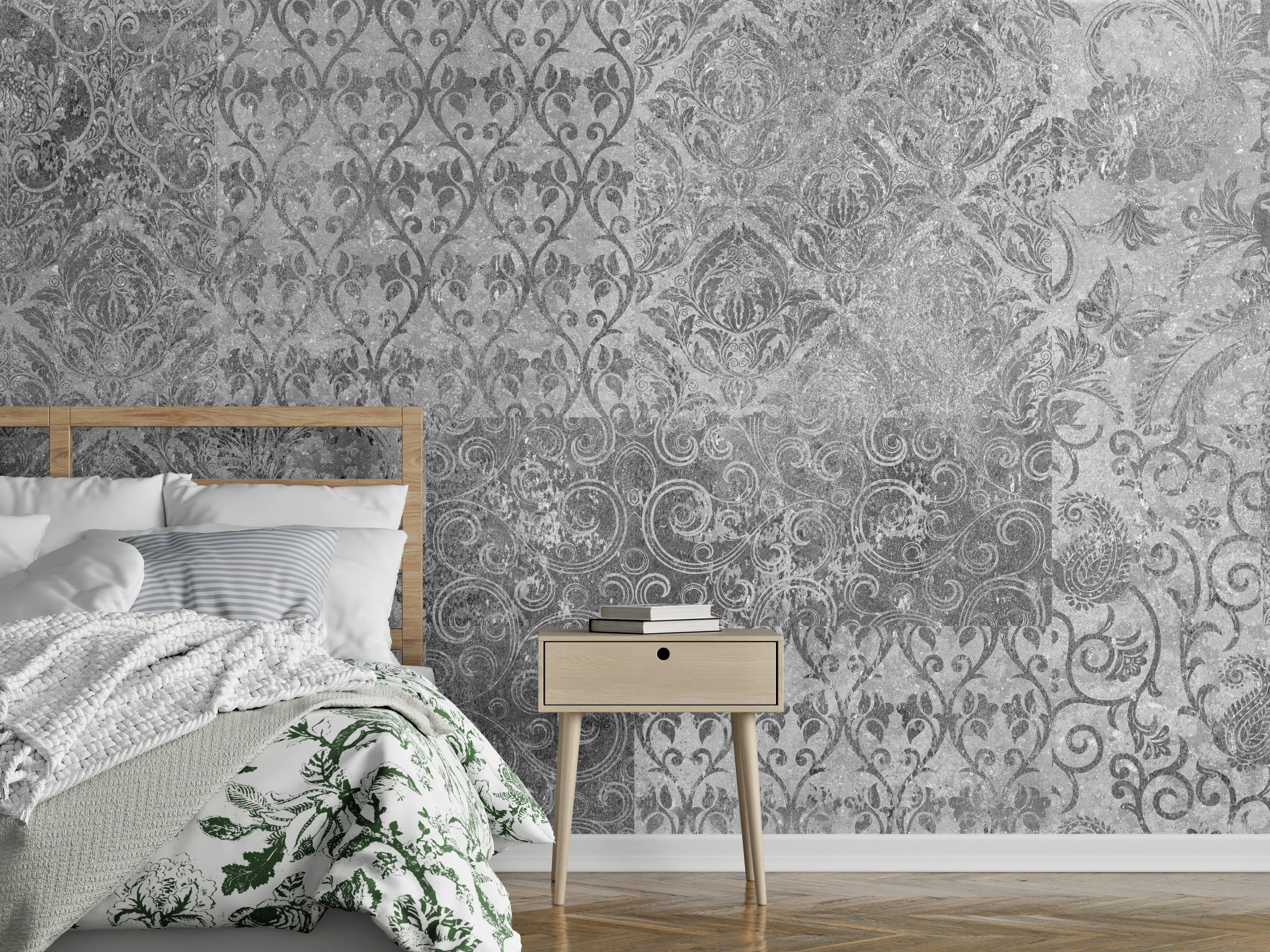 Wandverkleidung Schlafzimmer - Gräuliches Mosaik Muster