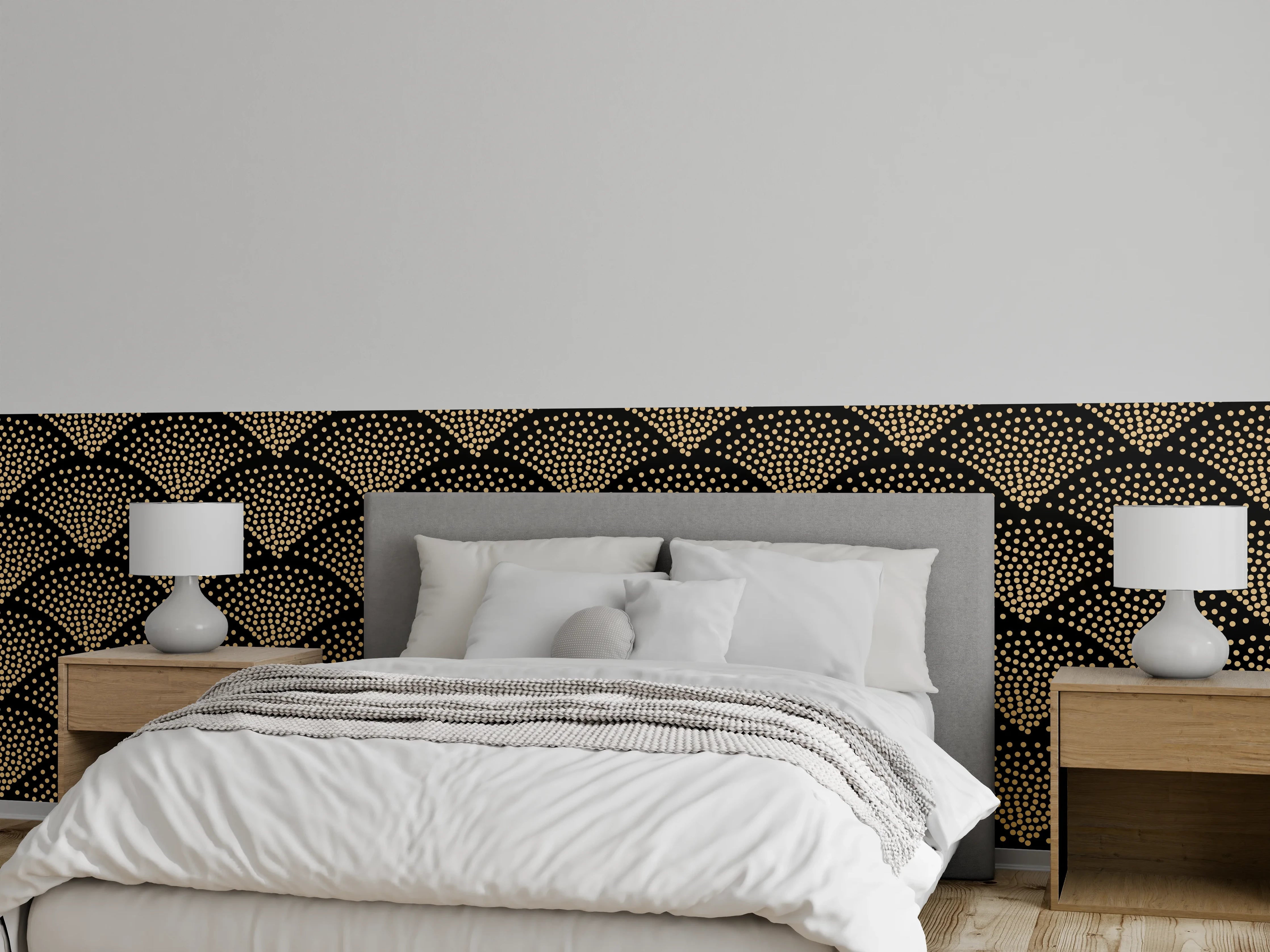 Wandverkleidung Schlafzimmer - Grafik-Textur-Schwarz-Hellbraun