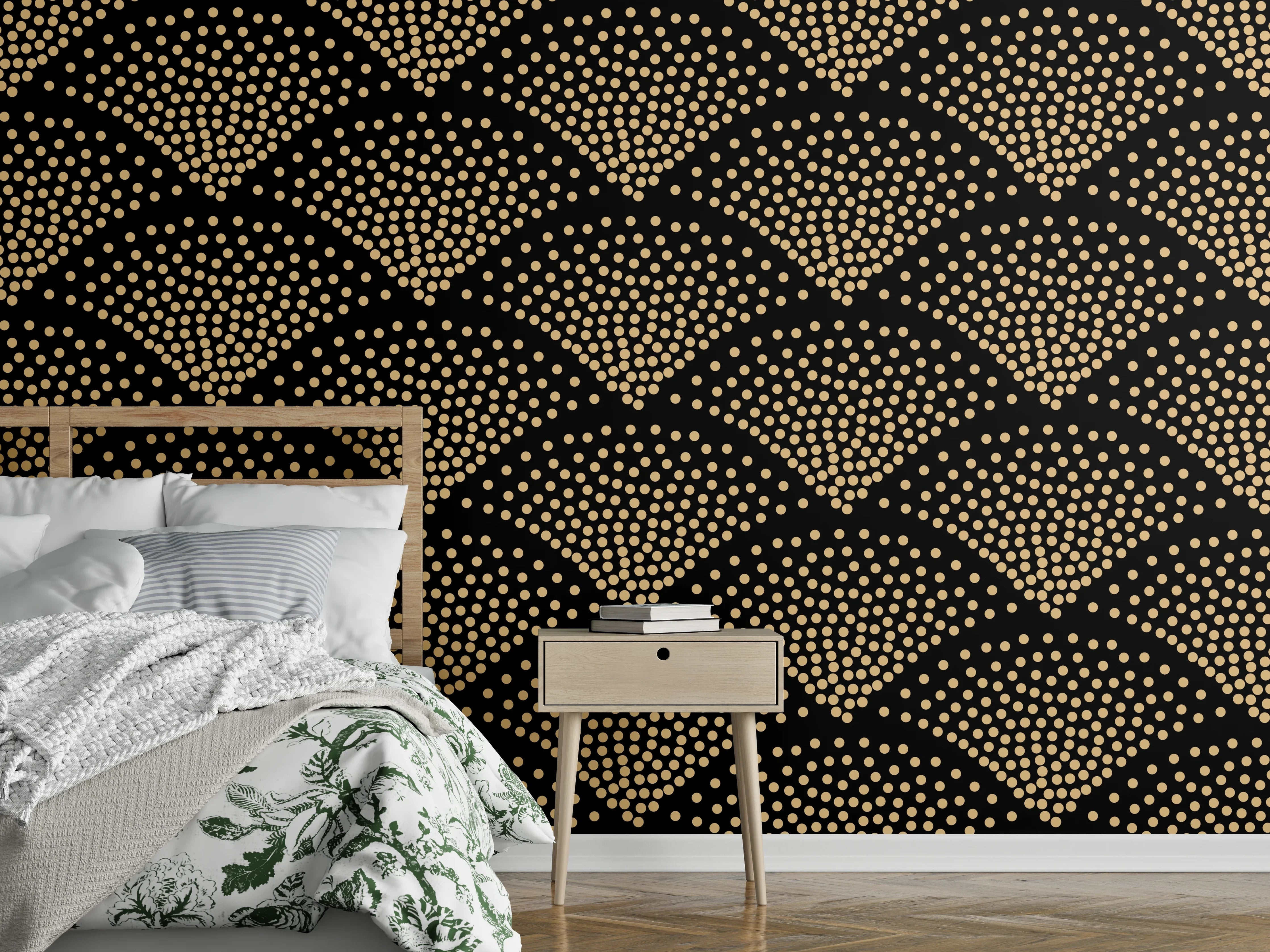 Wandverkleidung Schlafzimmer - Grafik-Textur-Schwarz-Hellbraun
