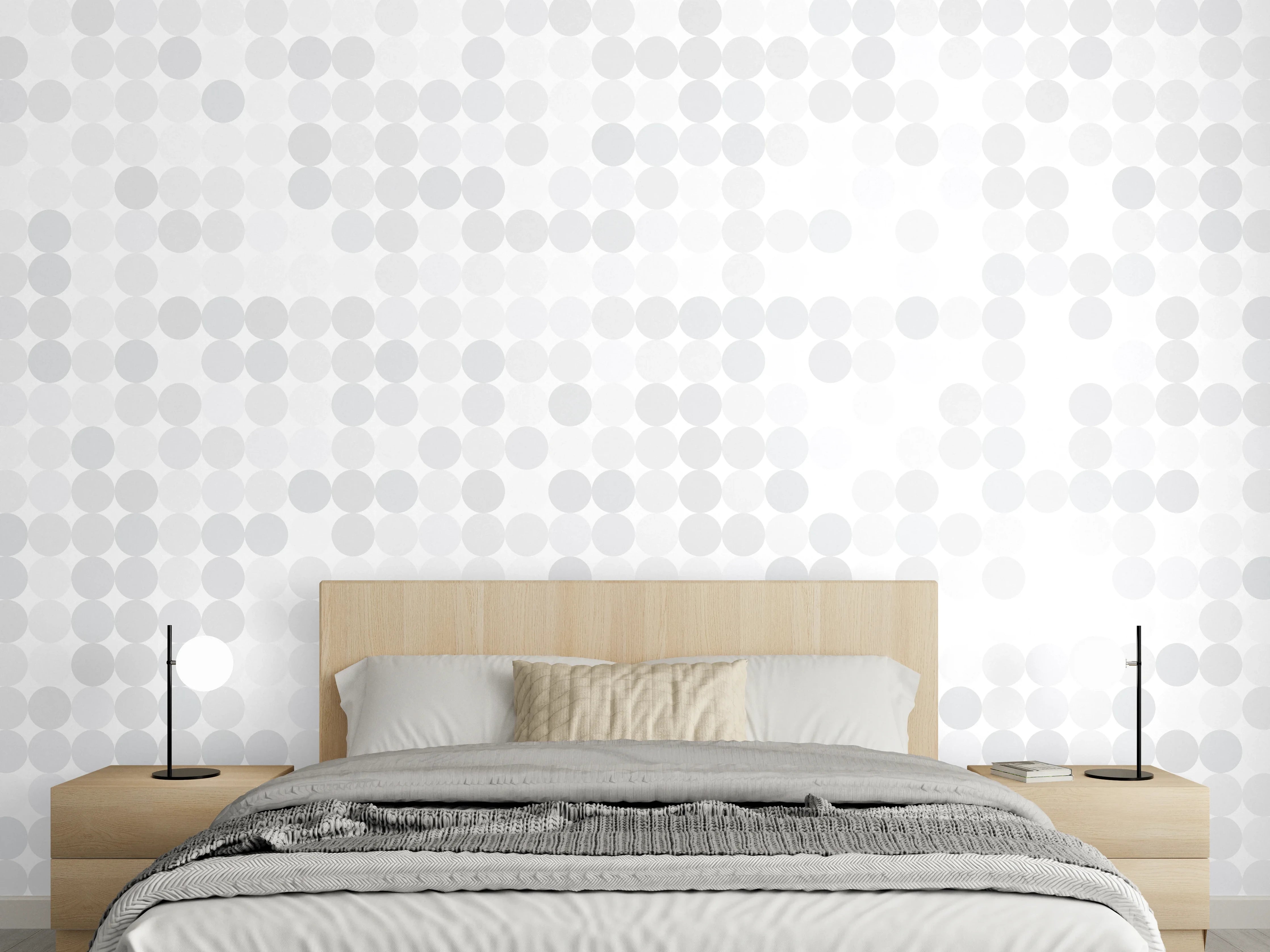 Wandverkleidung Schlafzimmer - Grau-weißes Punktmuster