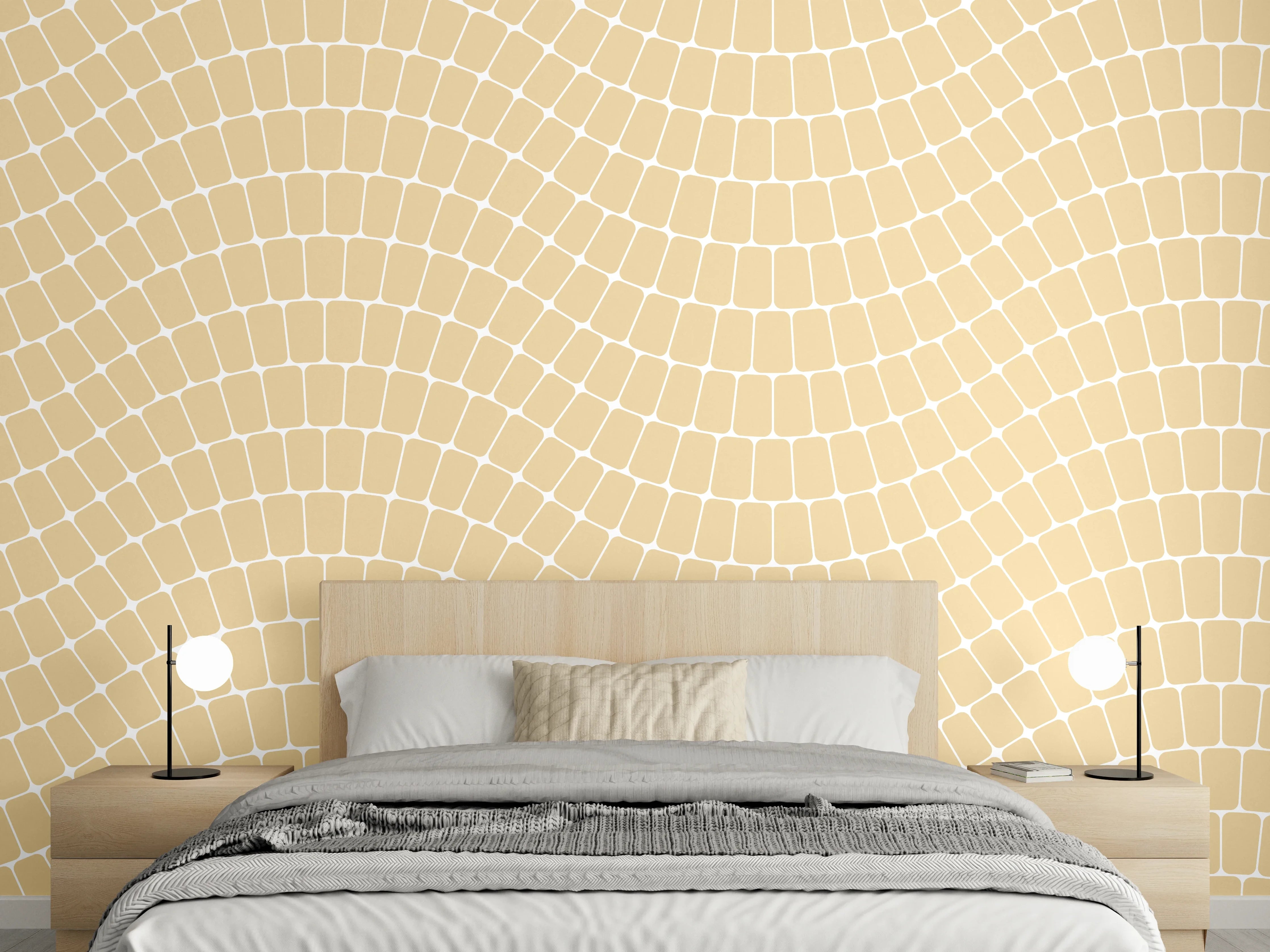 Wandverkleidung Schlafzimmer - Graubeige Wellenstruktur Tapete modern