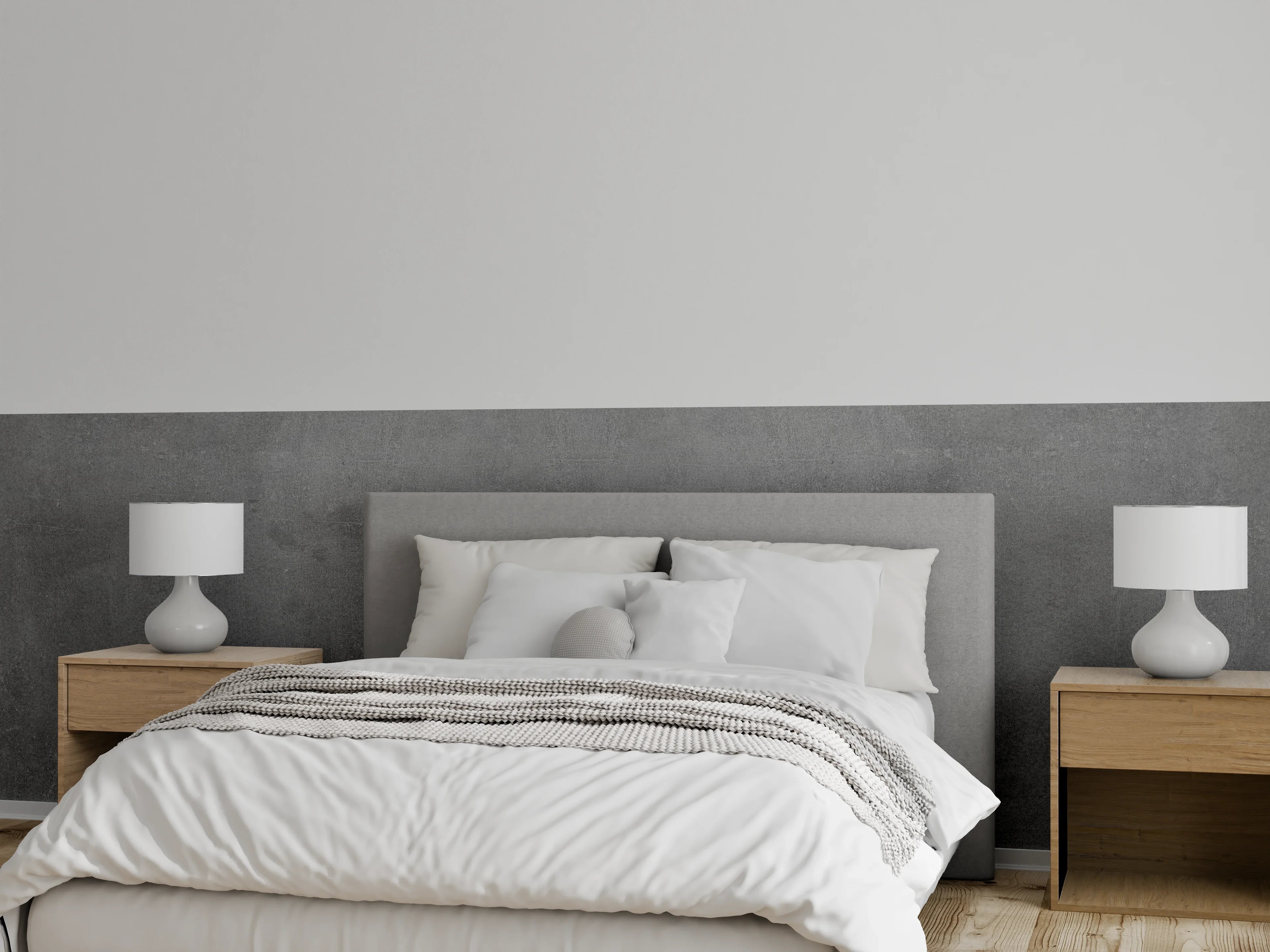 Wandverkleidung Schlafzimmer - Graue Anthrazite Beton Textur