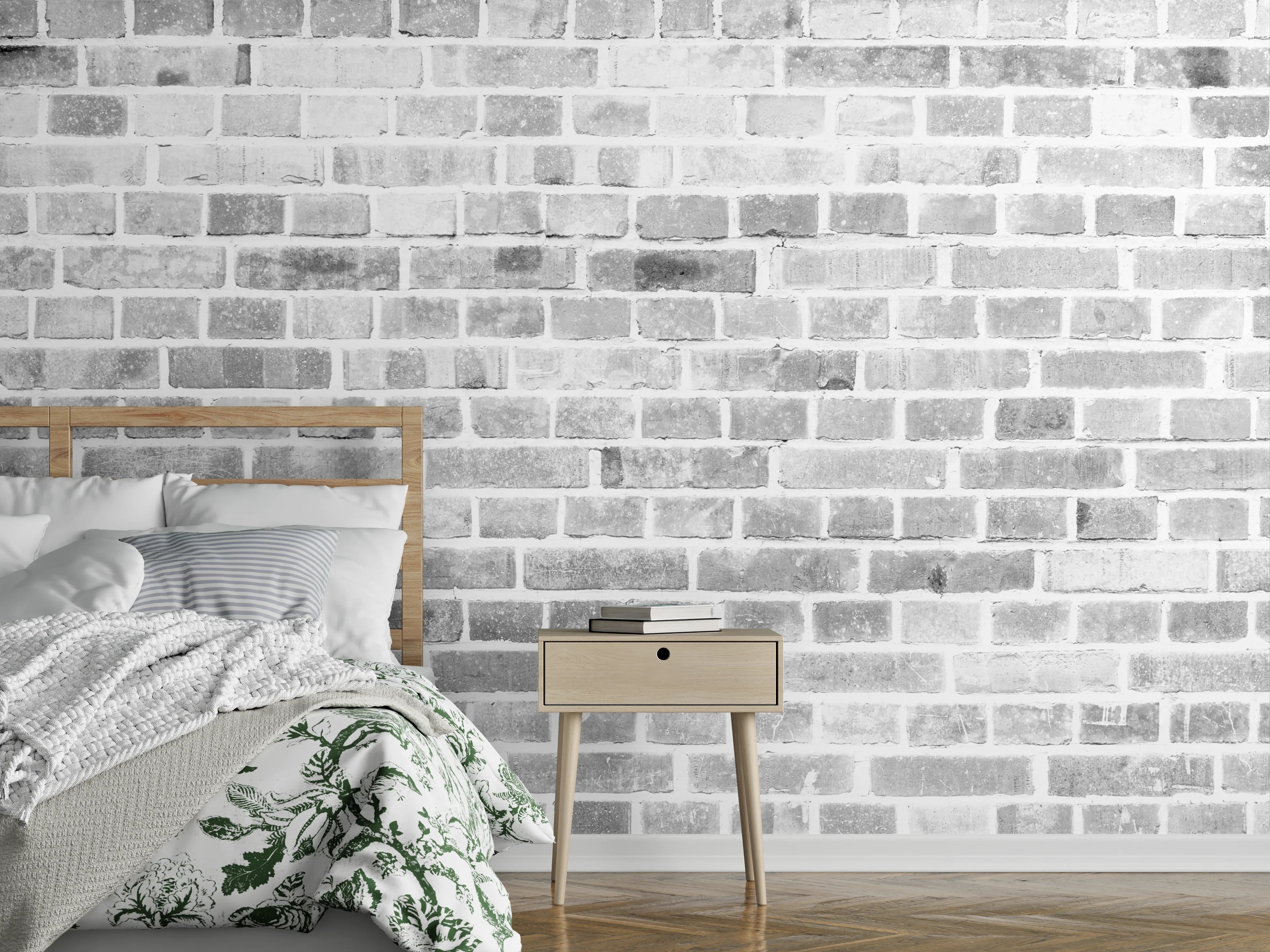 Wandverkleidung Schlafzimmer - Graue Backsteinwand – Industriefarben