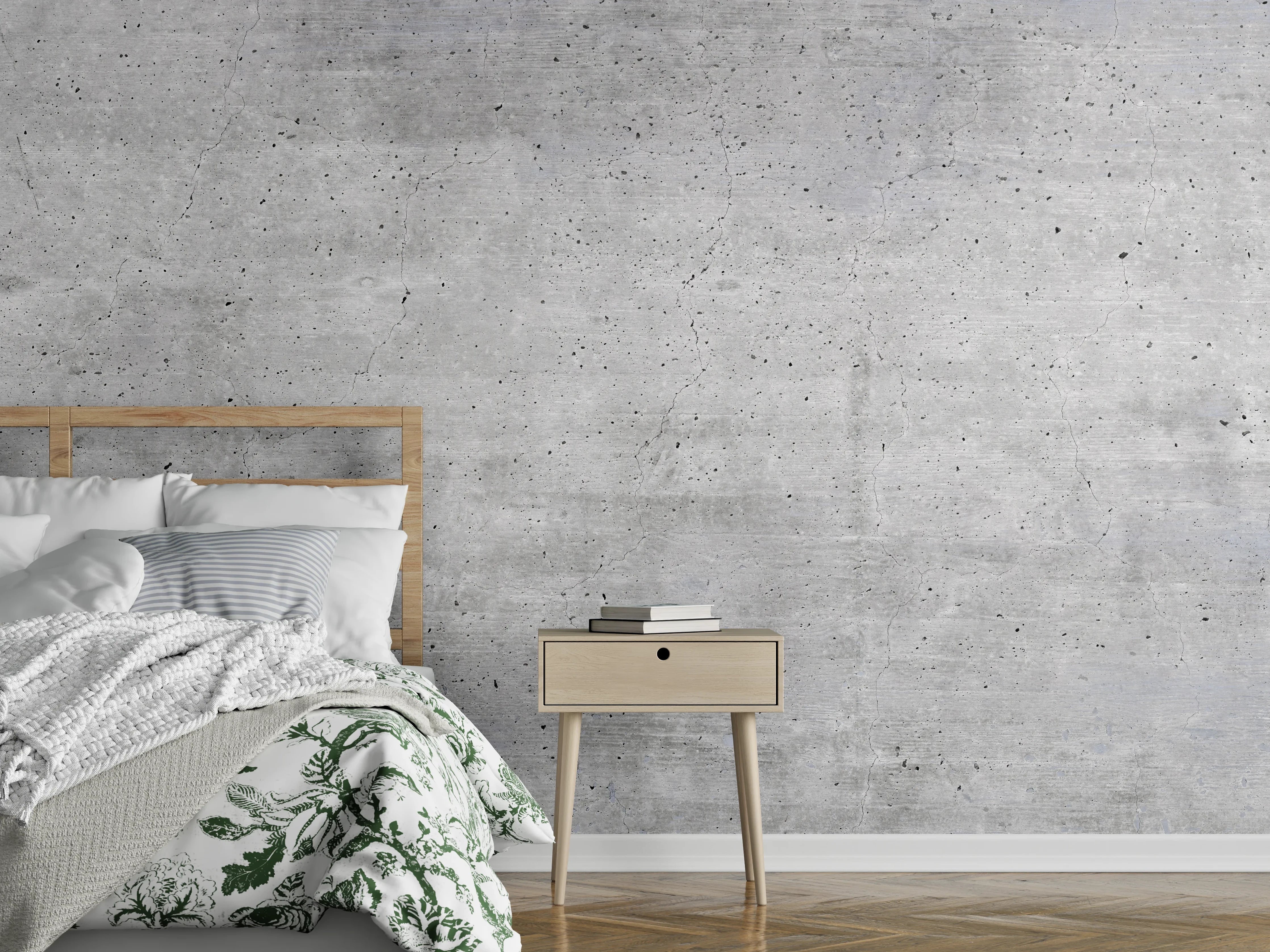 Wandverkleidung Schlafzimmer - Graue Betonwand