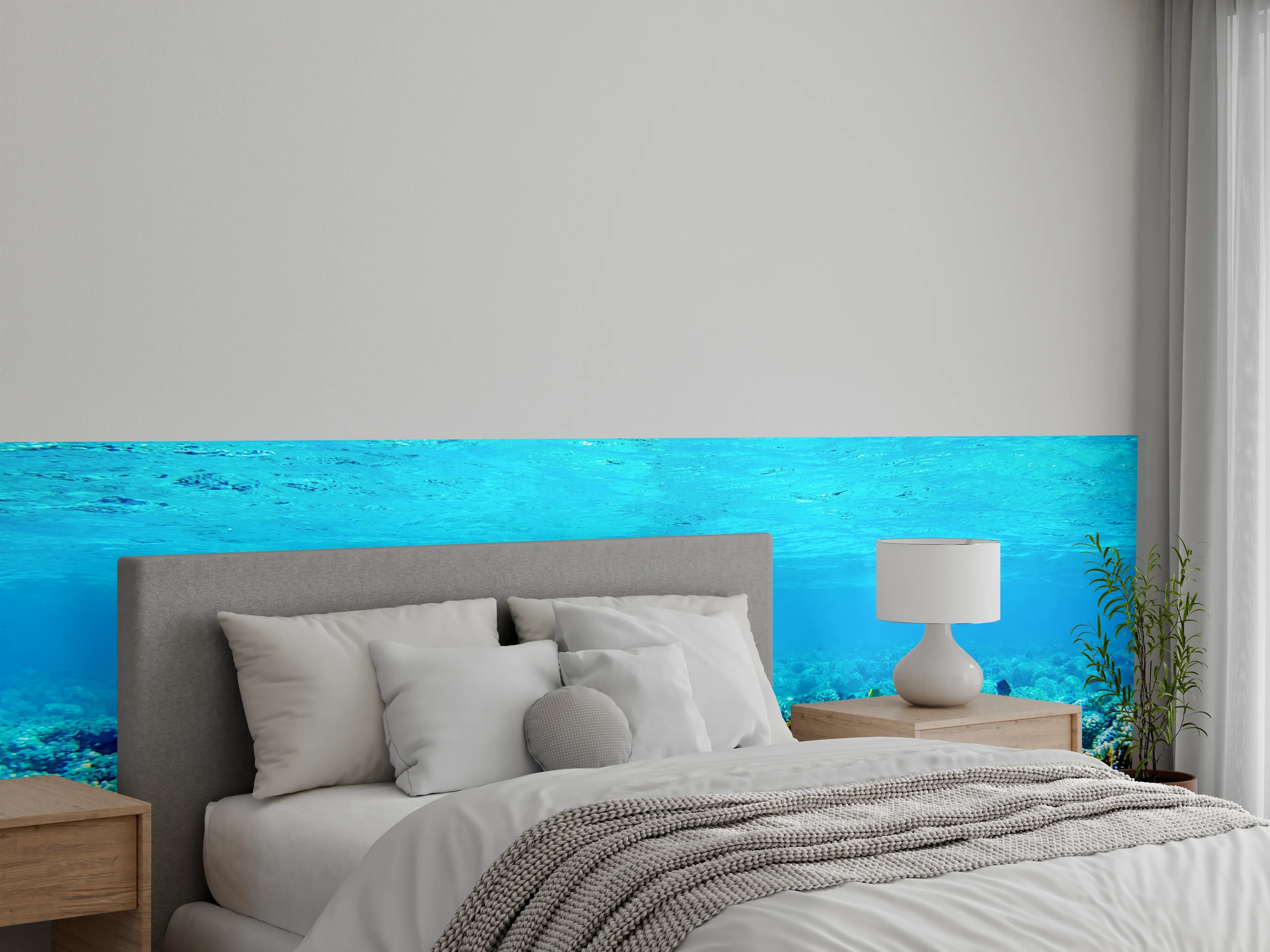 Wandverkleidung Schlafzimmer - Graue Eleganz im weißen Riff